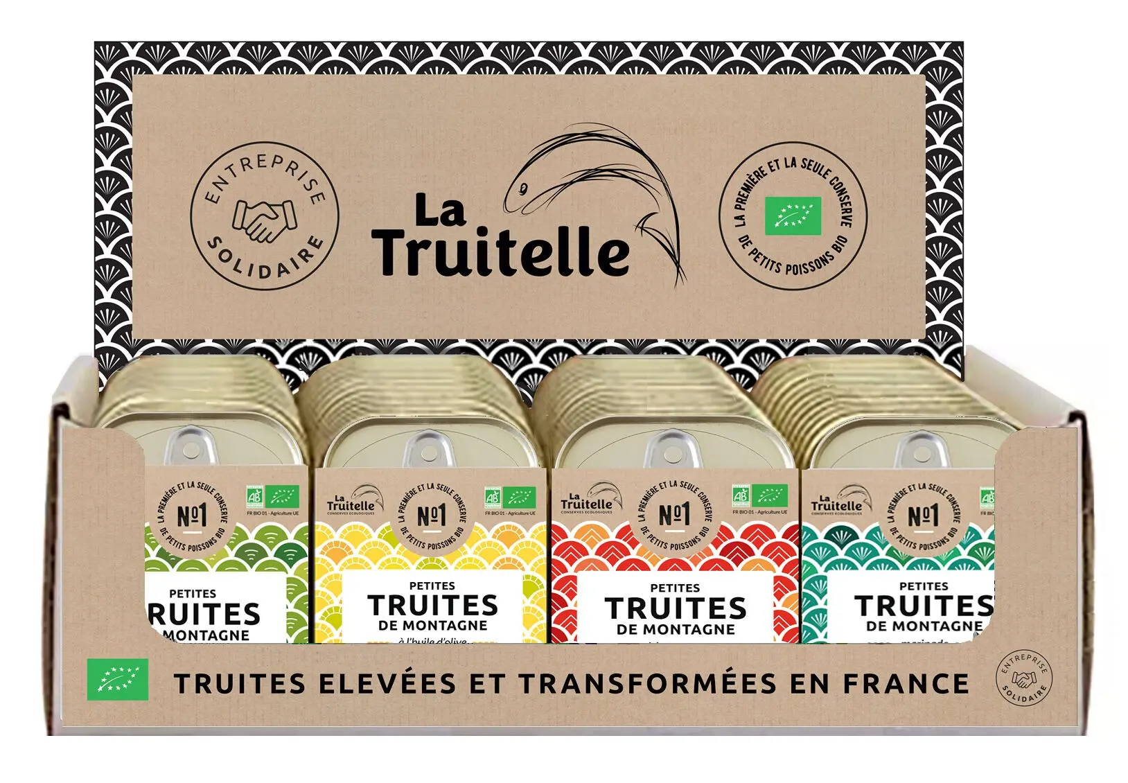 Présentoir 48 boites de conserves de truites de montagne