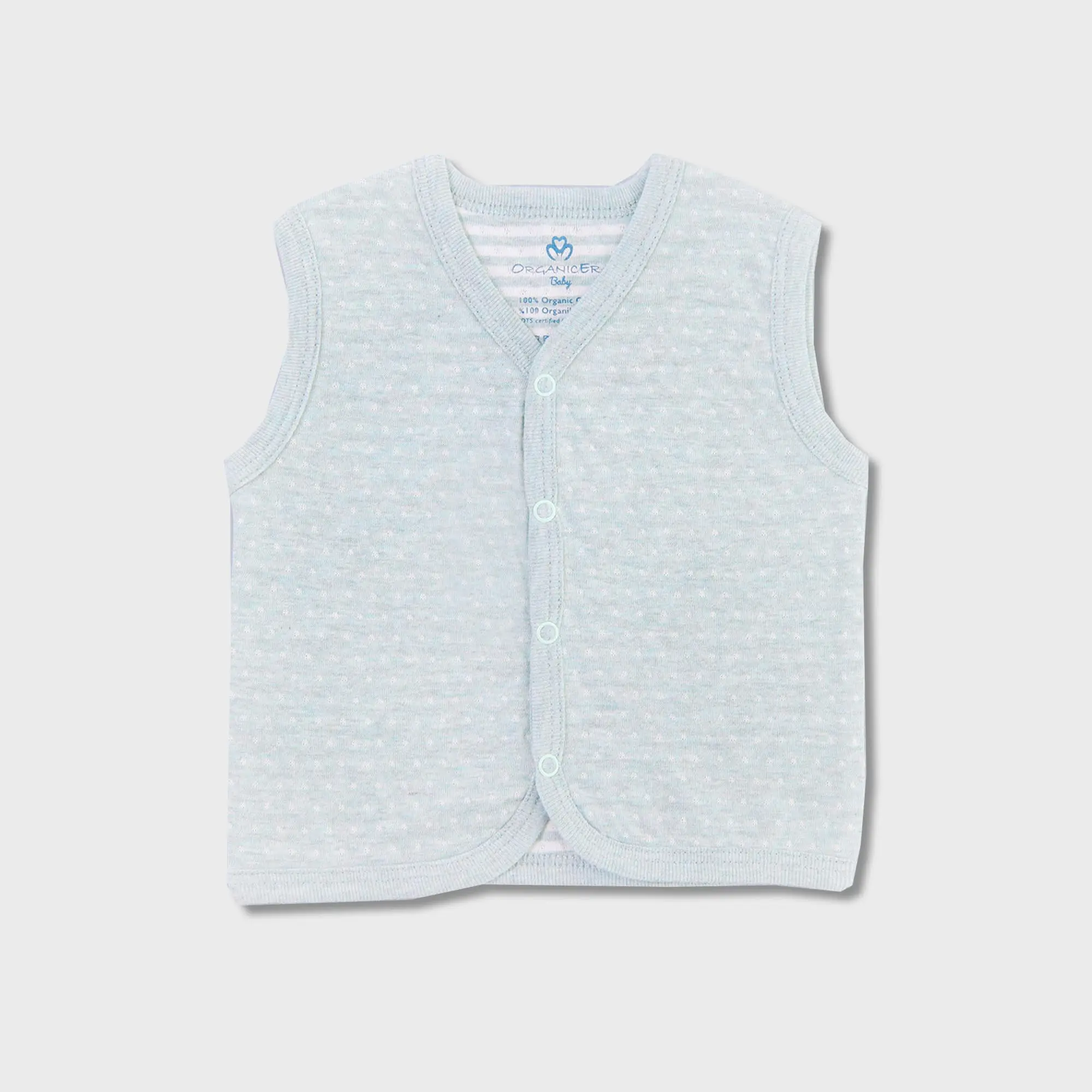 OrganicEra Organic Baby Vest, Aqua Melange