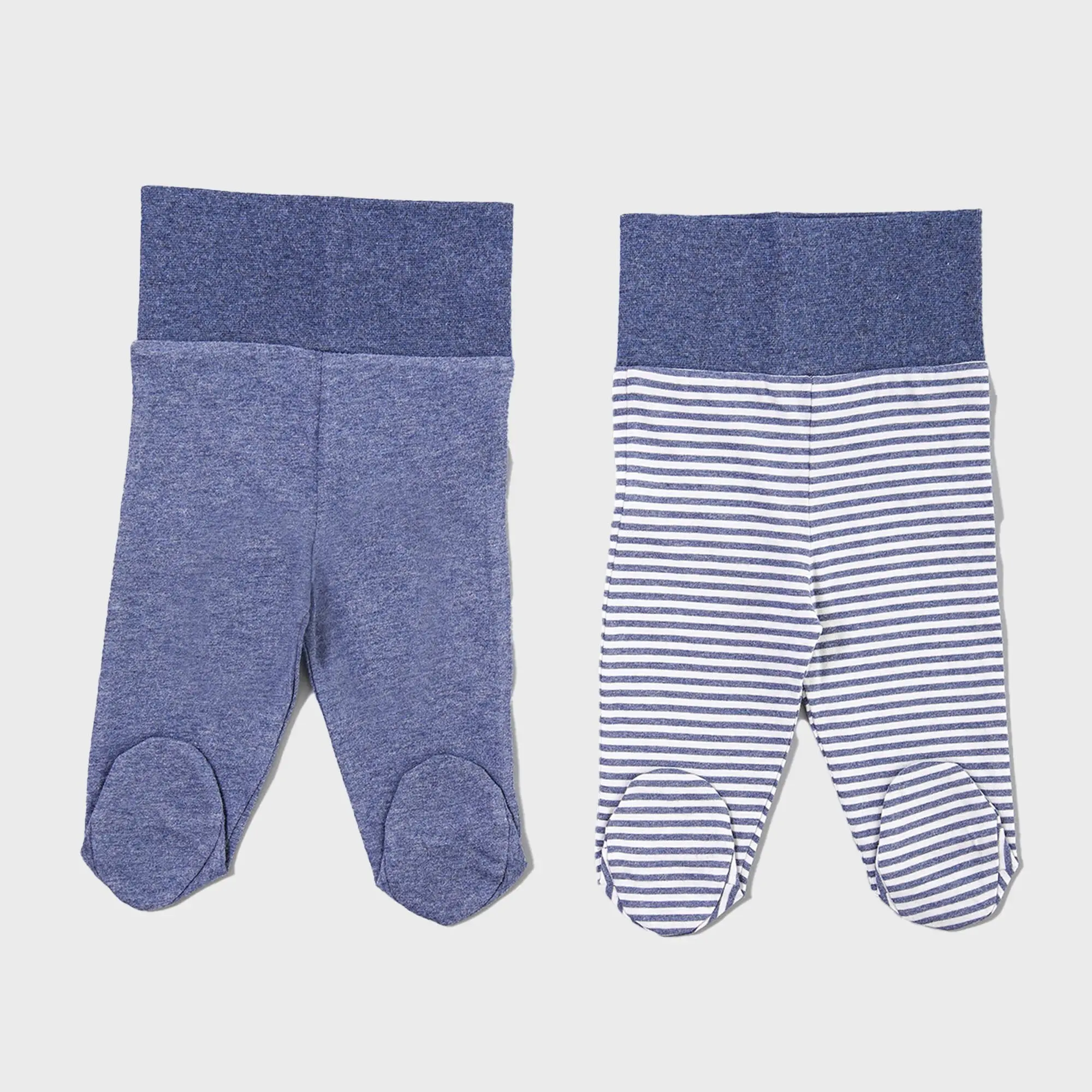 OrganicEra Organic Baby Footed Pants, 2 pcs set, Indigo Melange
