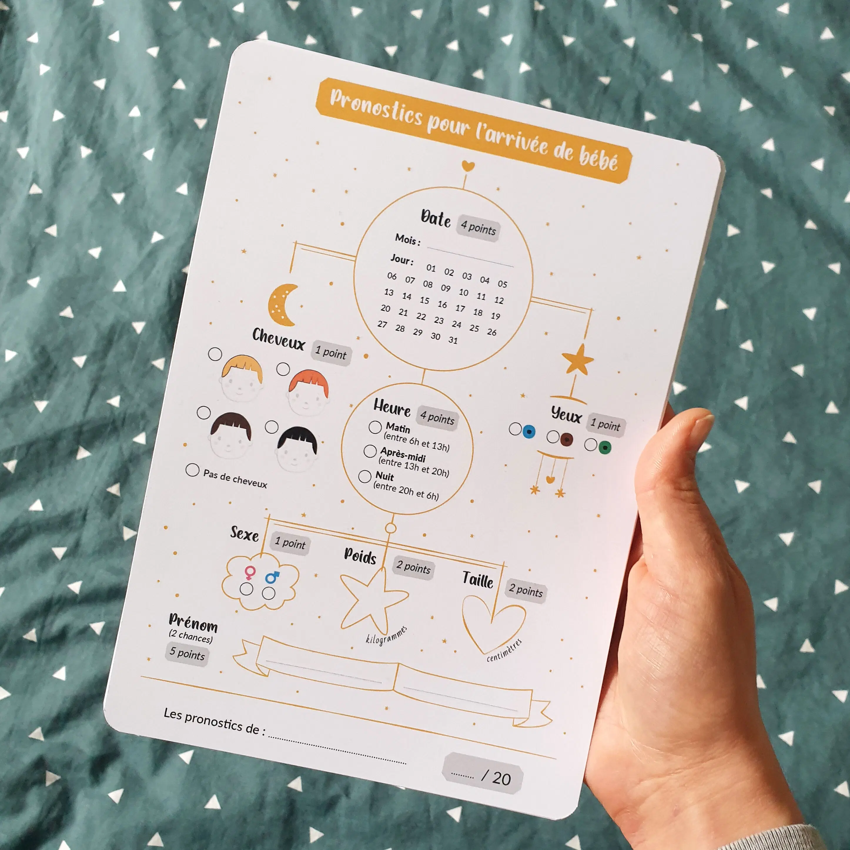 Cartes de pronostics pour la naissance de bébé