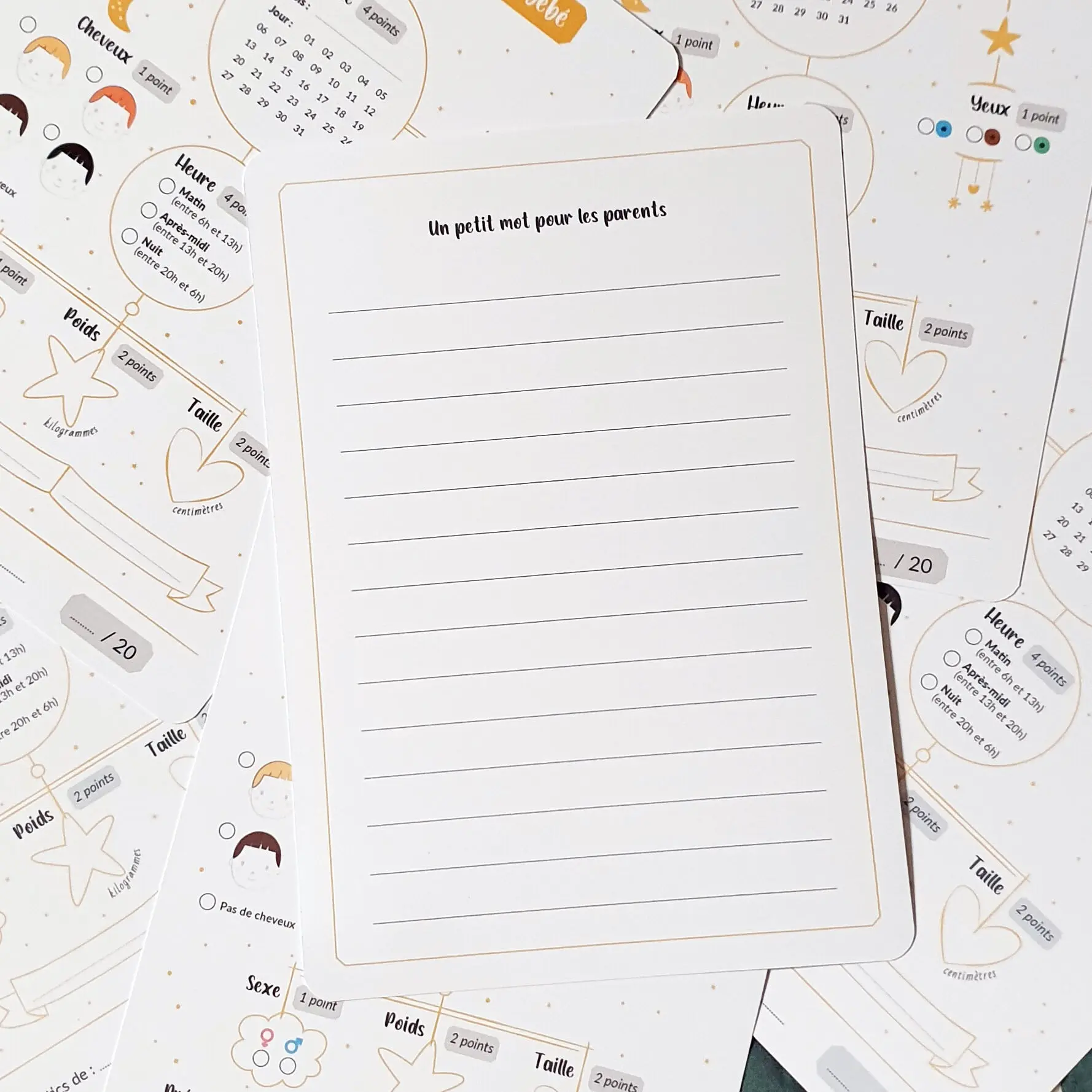 Cartes de pronostics pour la naissance de bébé