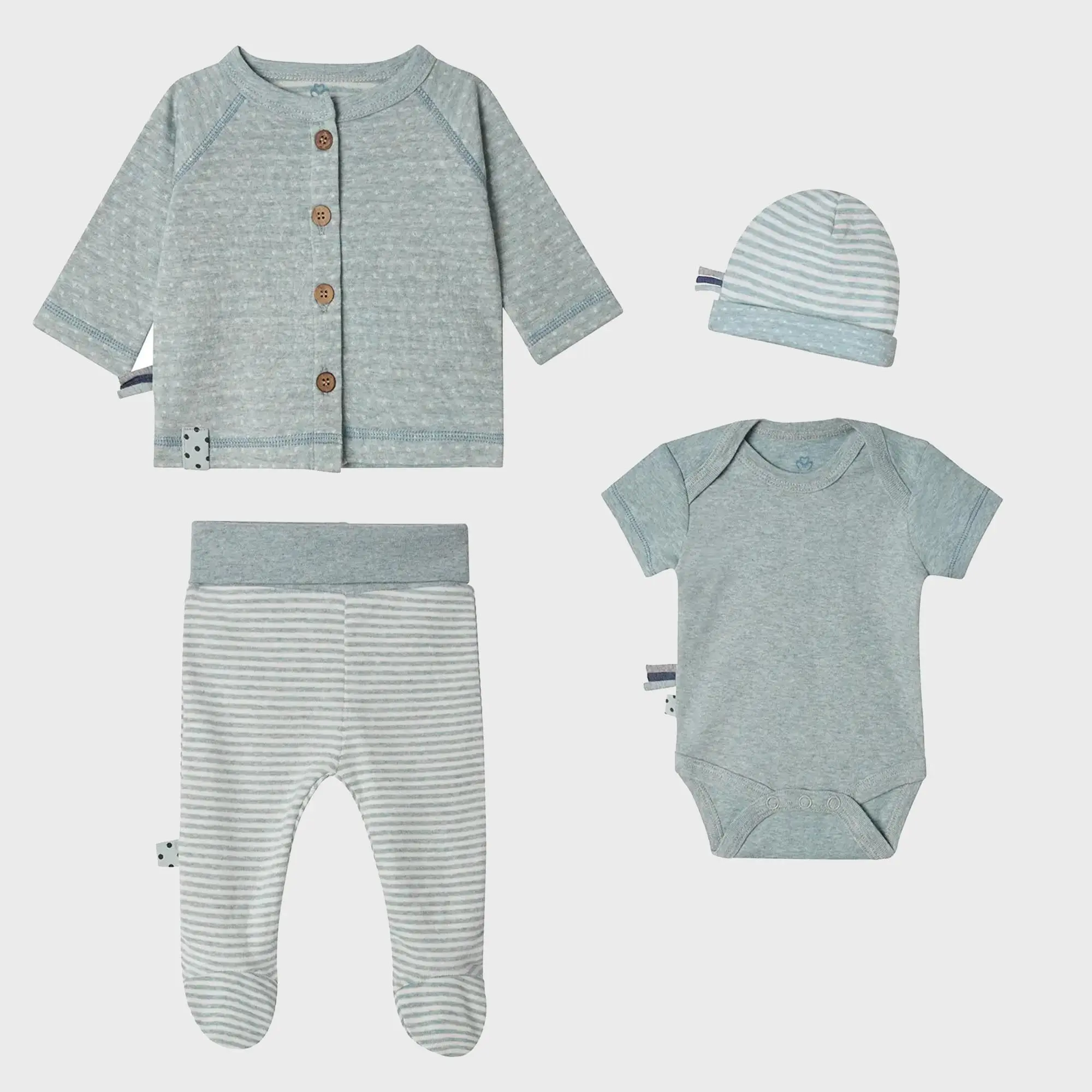 OrganicEra Organic Newborn Nursing Set, 4 pcs Set, Aqua Melange