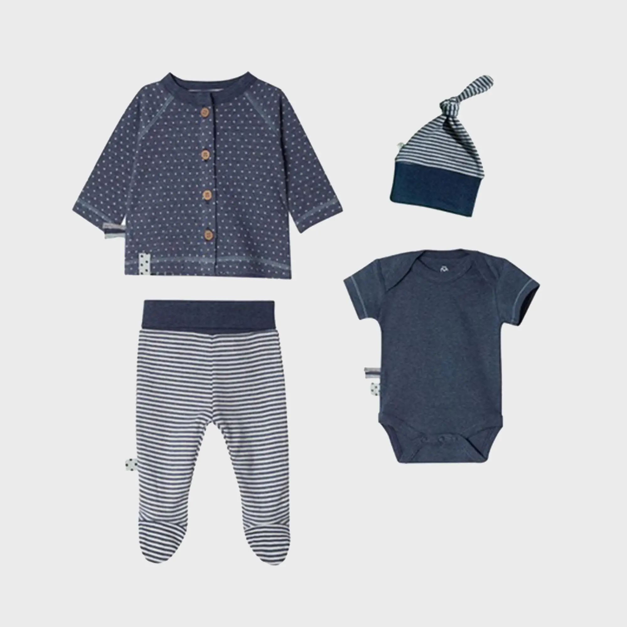 OrganicEra Organic Newborn Nursing Set, 4 pcs set, Indigo Melange