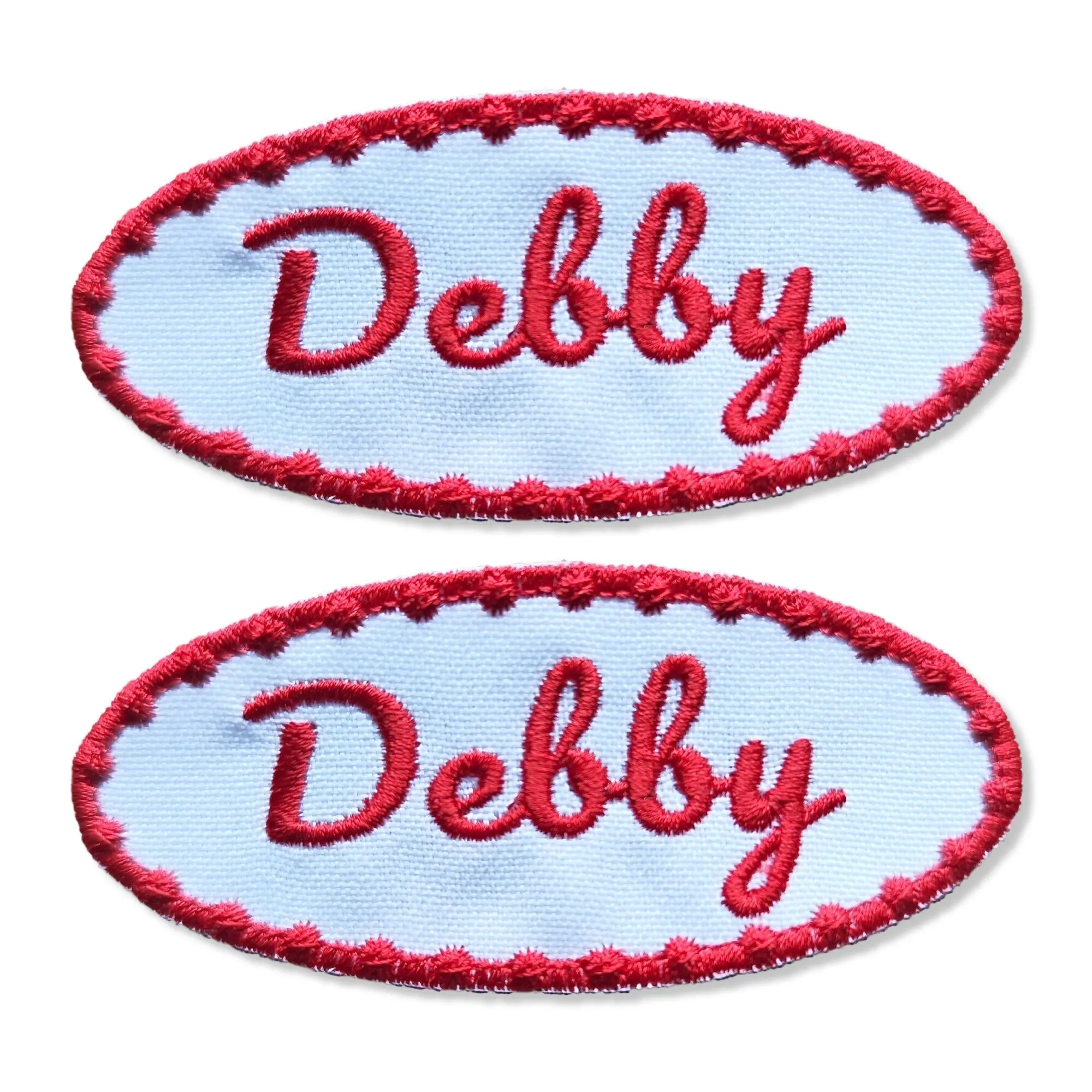 Personalised embroidered name patch for uniform 9 cm, classic employee badge oval or rectangular