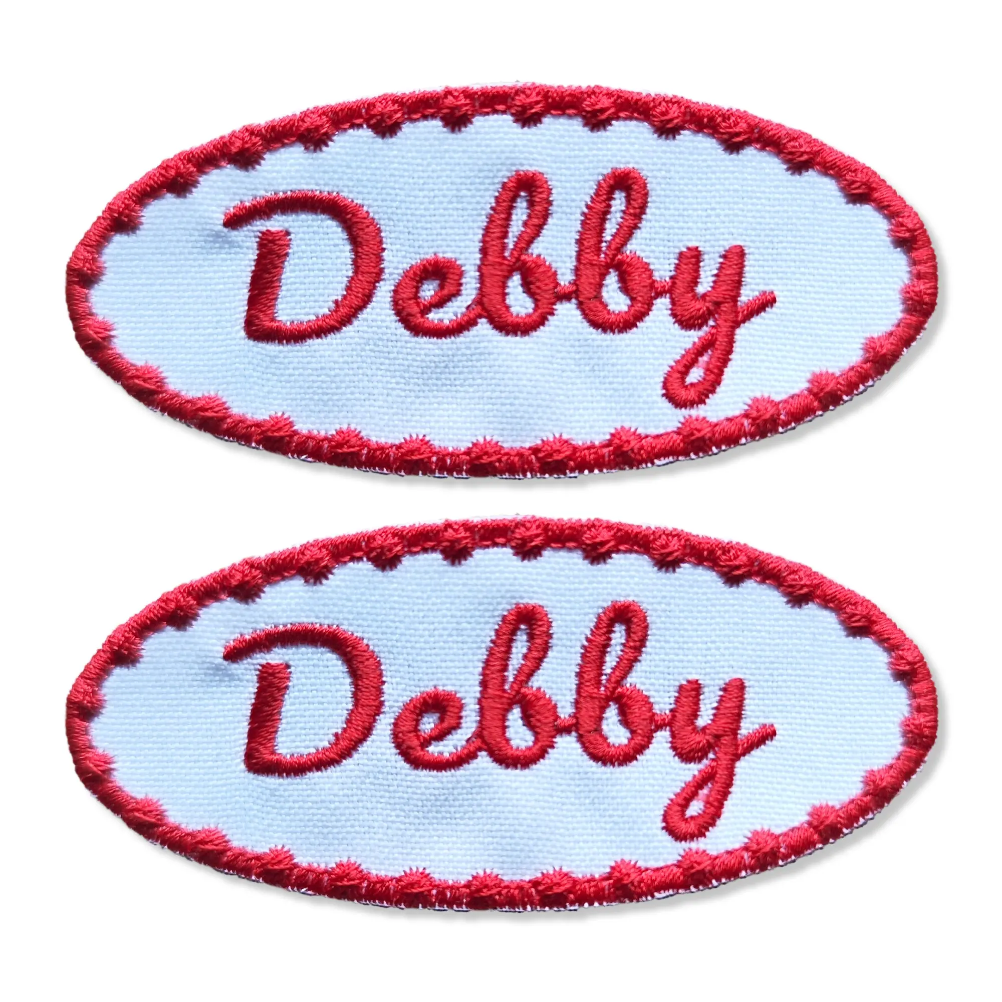 Discovery pack - 2 pcs embroidered patches personalised with name or word, sew on, 9 cm each