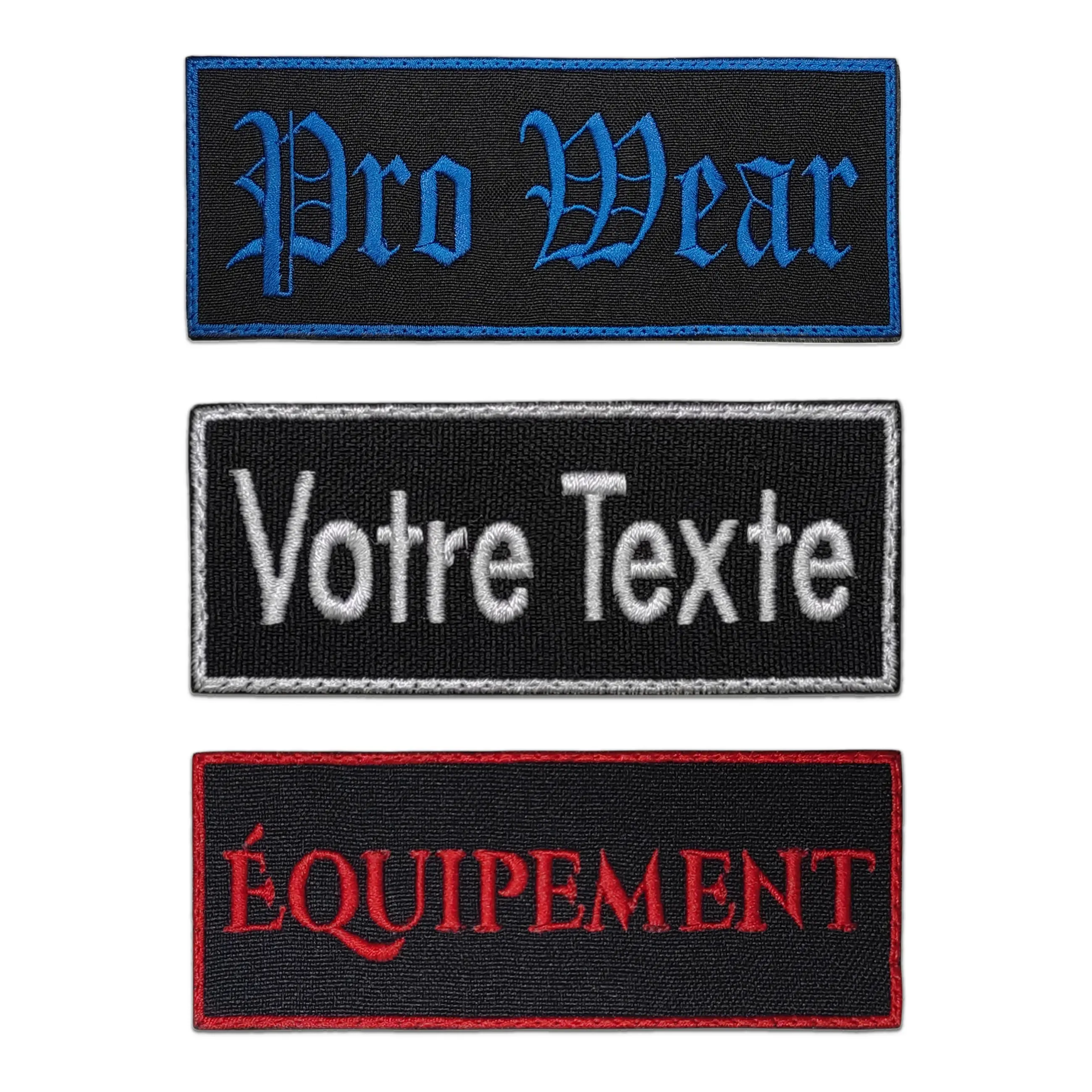 Embroidered personalised patches hook loop for clothes 9- 28 cm, personalised with name or text, rectangular hook or sew on
