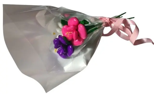 Mini bouquet of 3 roses in chocolate dragees