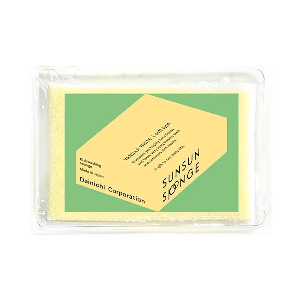 Éponge Sunsun Vanille Blanc, la simplicité, l’efficacité et la qualité japonaise au service de votre quotidien (légèrement souple, pour une prise en main tout en confort - avec un emballage compressé) - collection Sunsun Sponge / DAINICHI