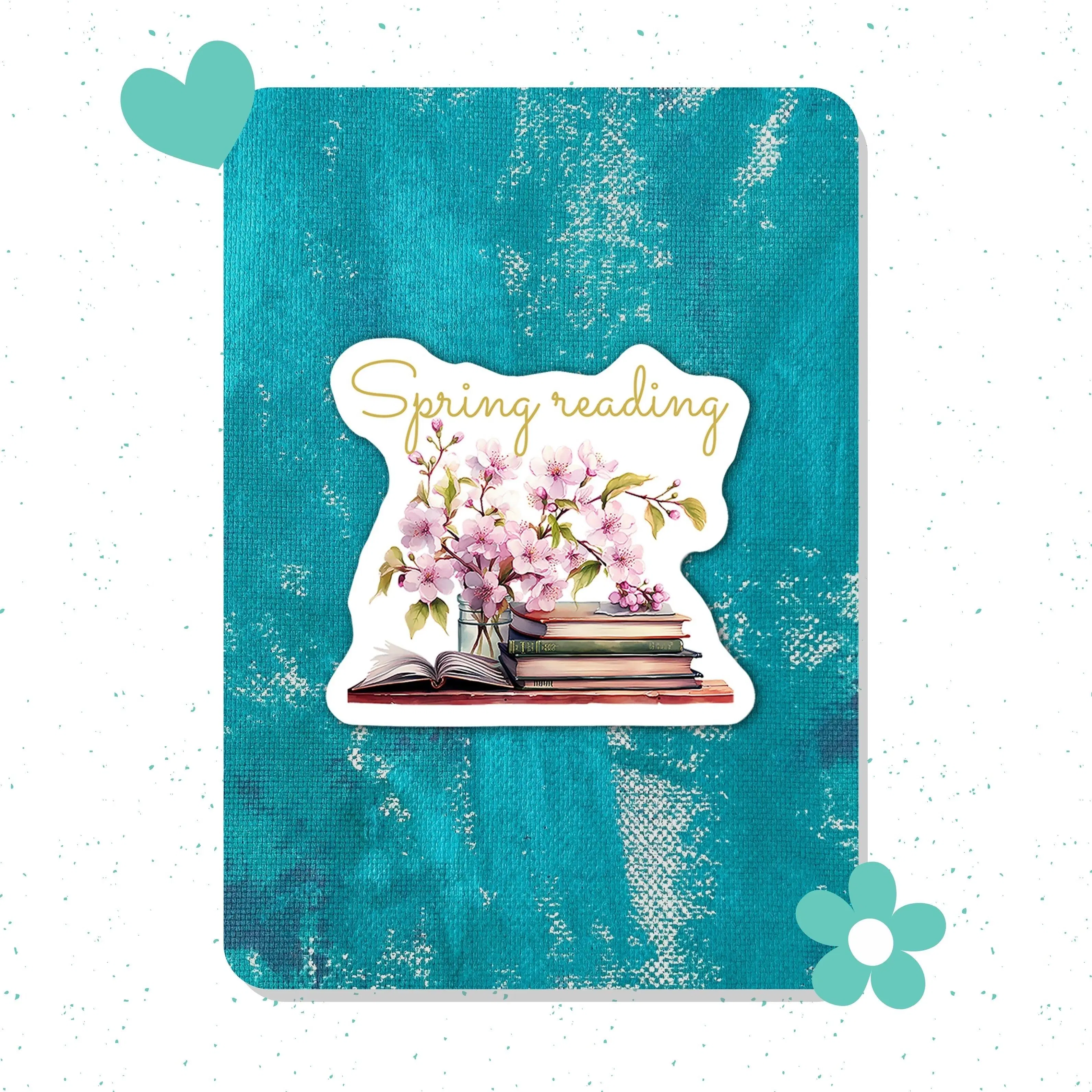 Spring Reading Vinyl Sticker – Durable Sticker for Laptop, Water Bottle, Notebook