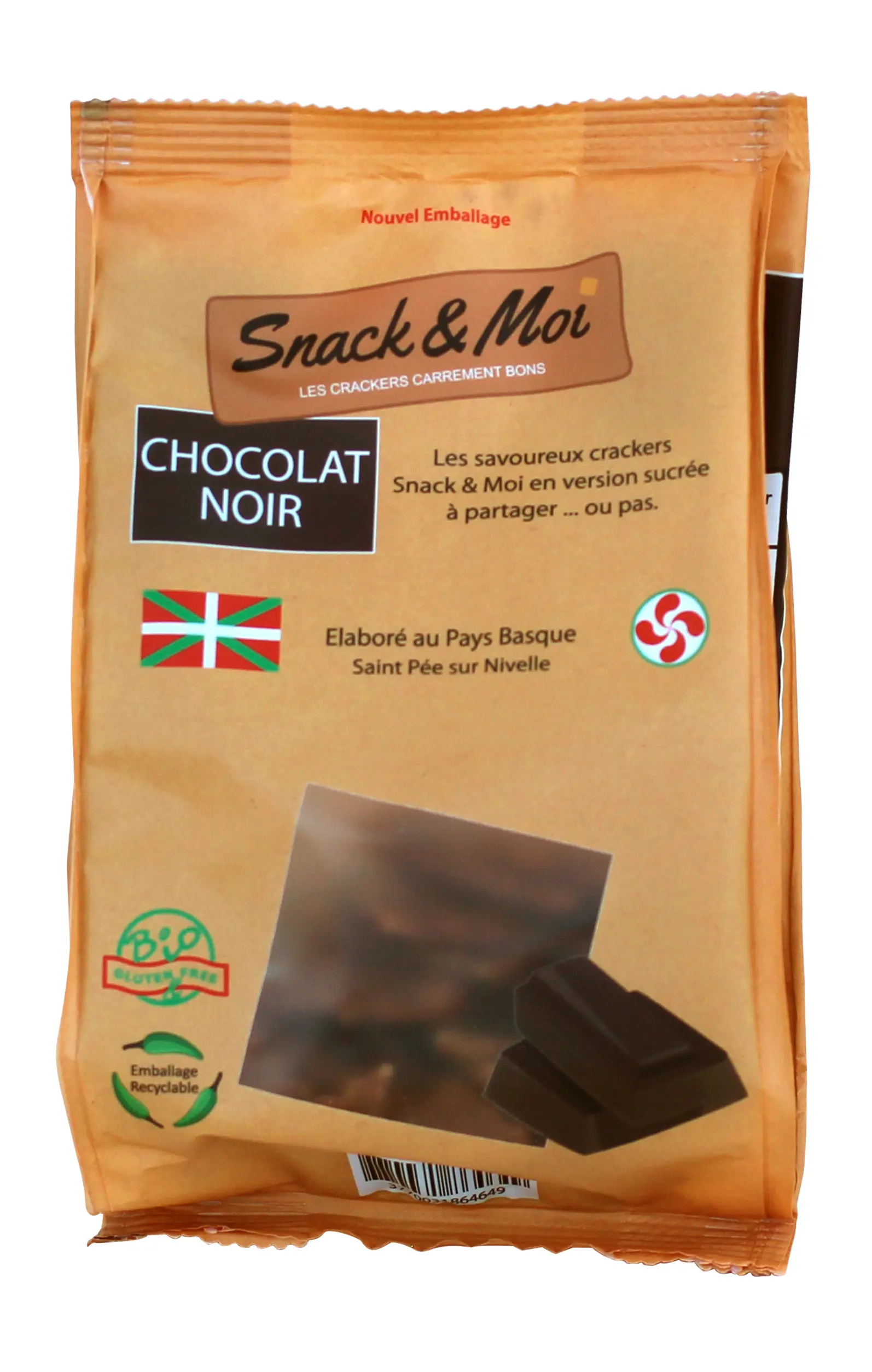 Organic sweet dark chocolate crackers 80 grs