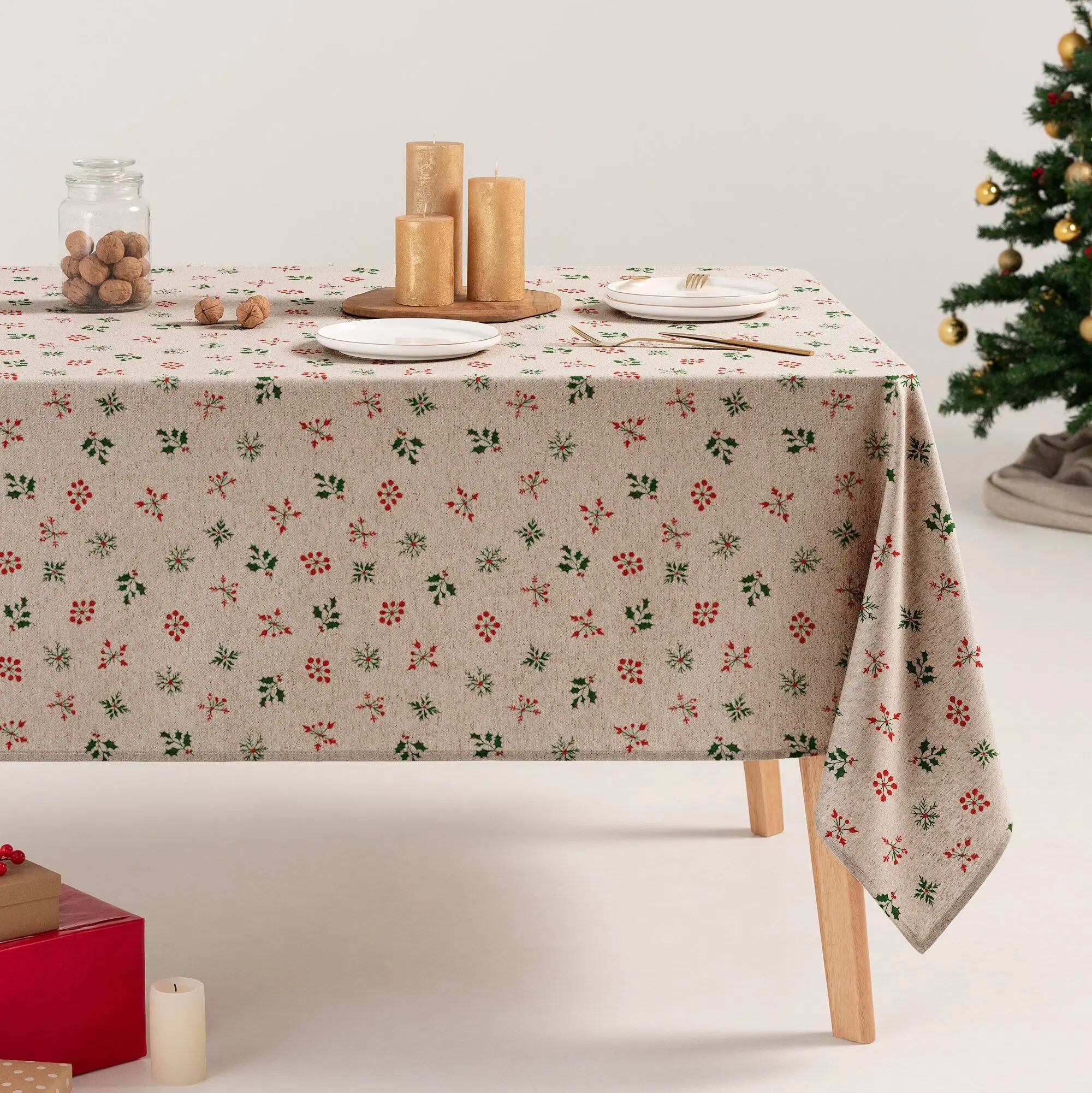 Velno printed soft cotton linen Christmas tablecloth