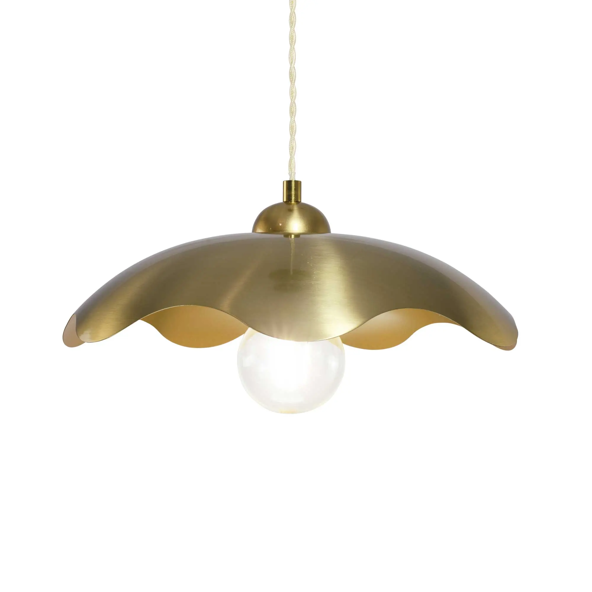 Doreva PM Gold Metal Pendant Light with Twisted Fabric Cord