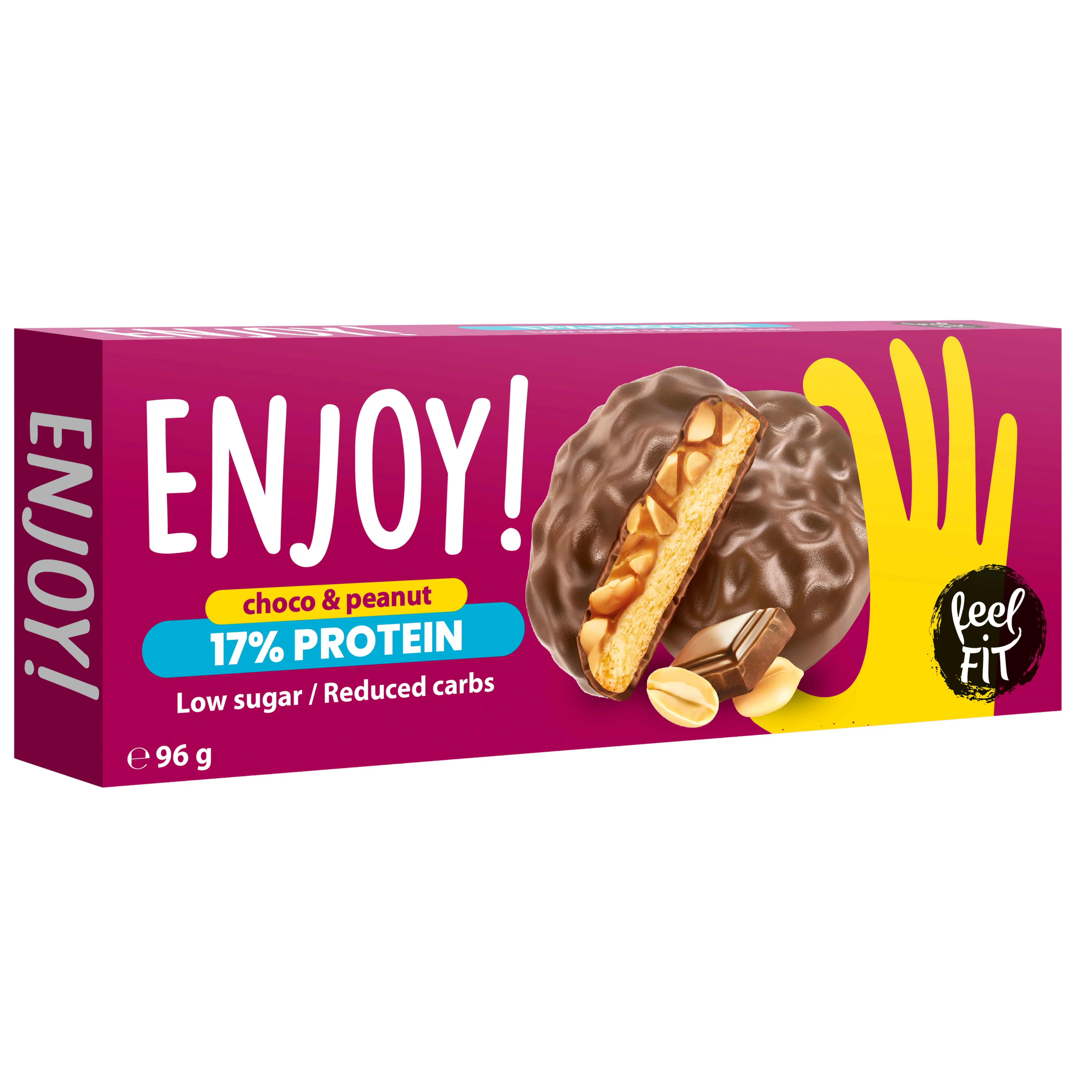 Feel FIT Enjoy! Choco&Peanut - Protein cookies with cream and peanuts in milk chocolate, no added sugars