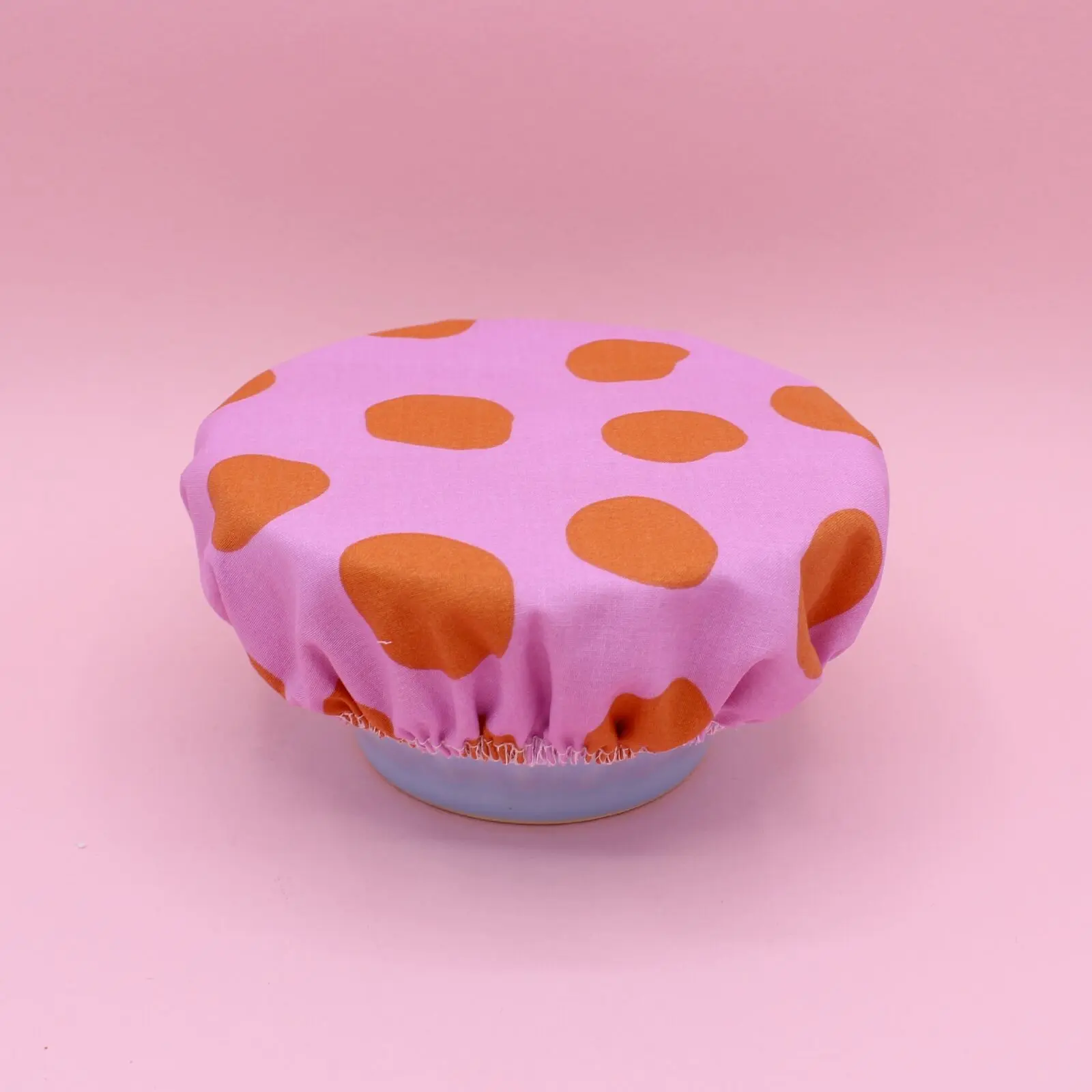 Charlotte couvre plat - tissu enduit - rose pois oranges