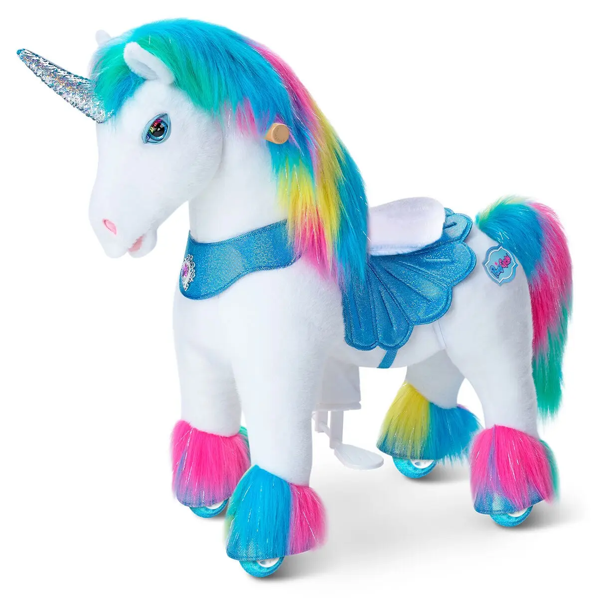 PonyCycle Aufsitzspielzeug Regenbogen-Einhorn | Plüschtier-Reitspielzeug | Fortgeschrittene e beste Geschenke
