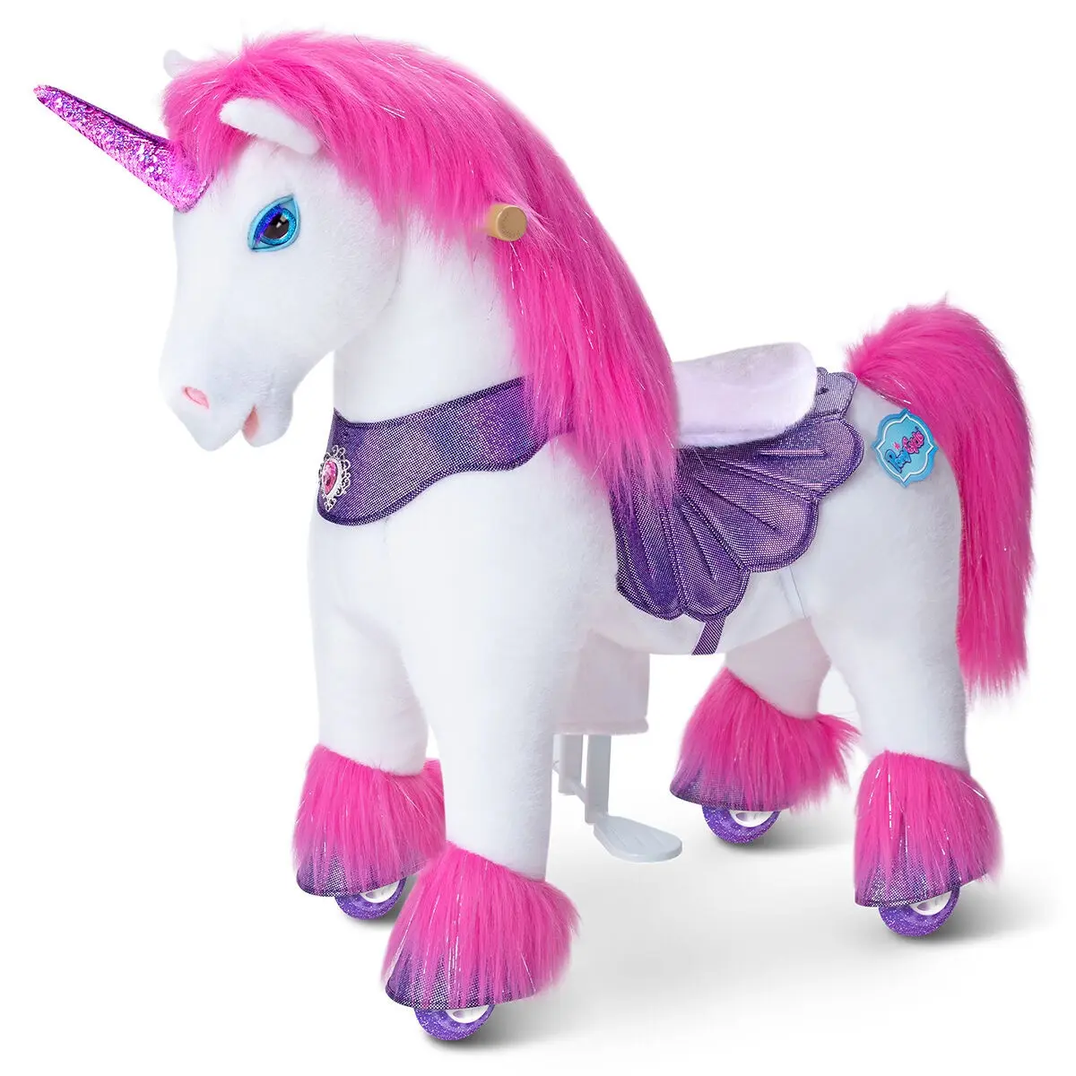 PonyCycle Rutschauto Rosa Einhorn | Plüschtier-Reitspielzeug | Fortgeschrittene Y Beste Geschenke