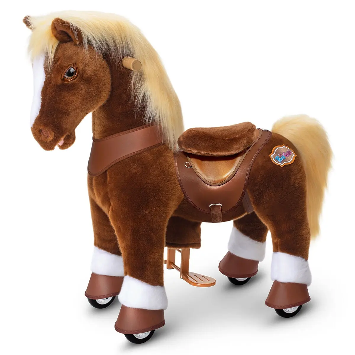 PonyCycle Reittier Braunes Pferd | Plüschtier-Reitspielzeug | Fortgeschrittene Y Beste Geschenke