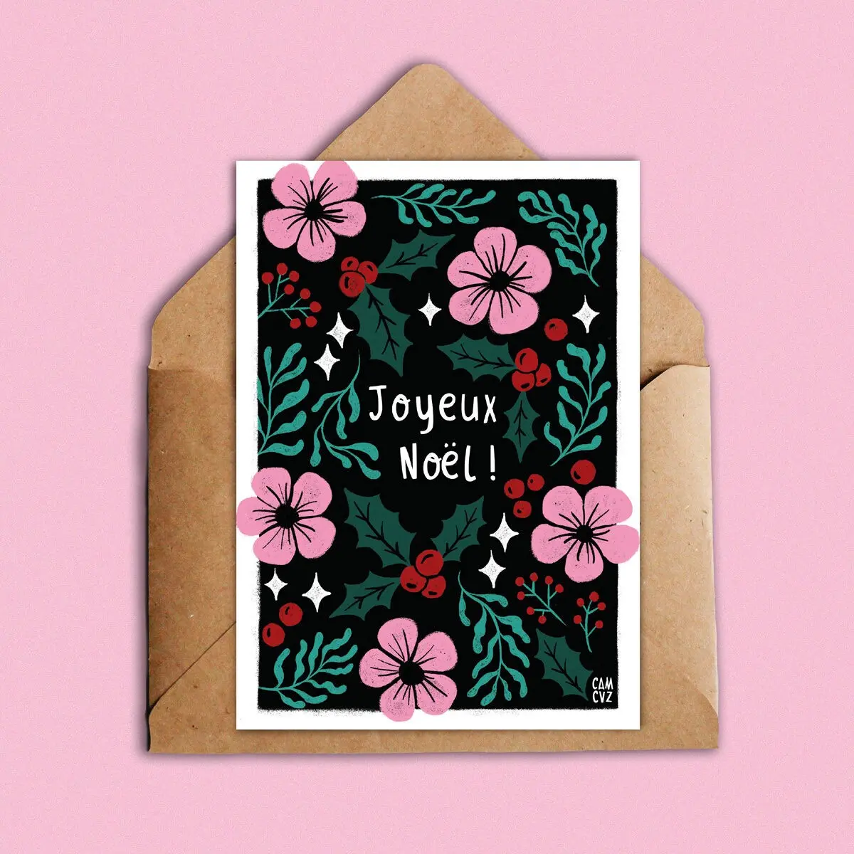 Joyeux Noël floral | carte de vœux de Noël florale et élégante