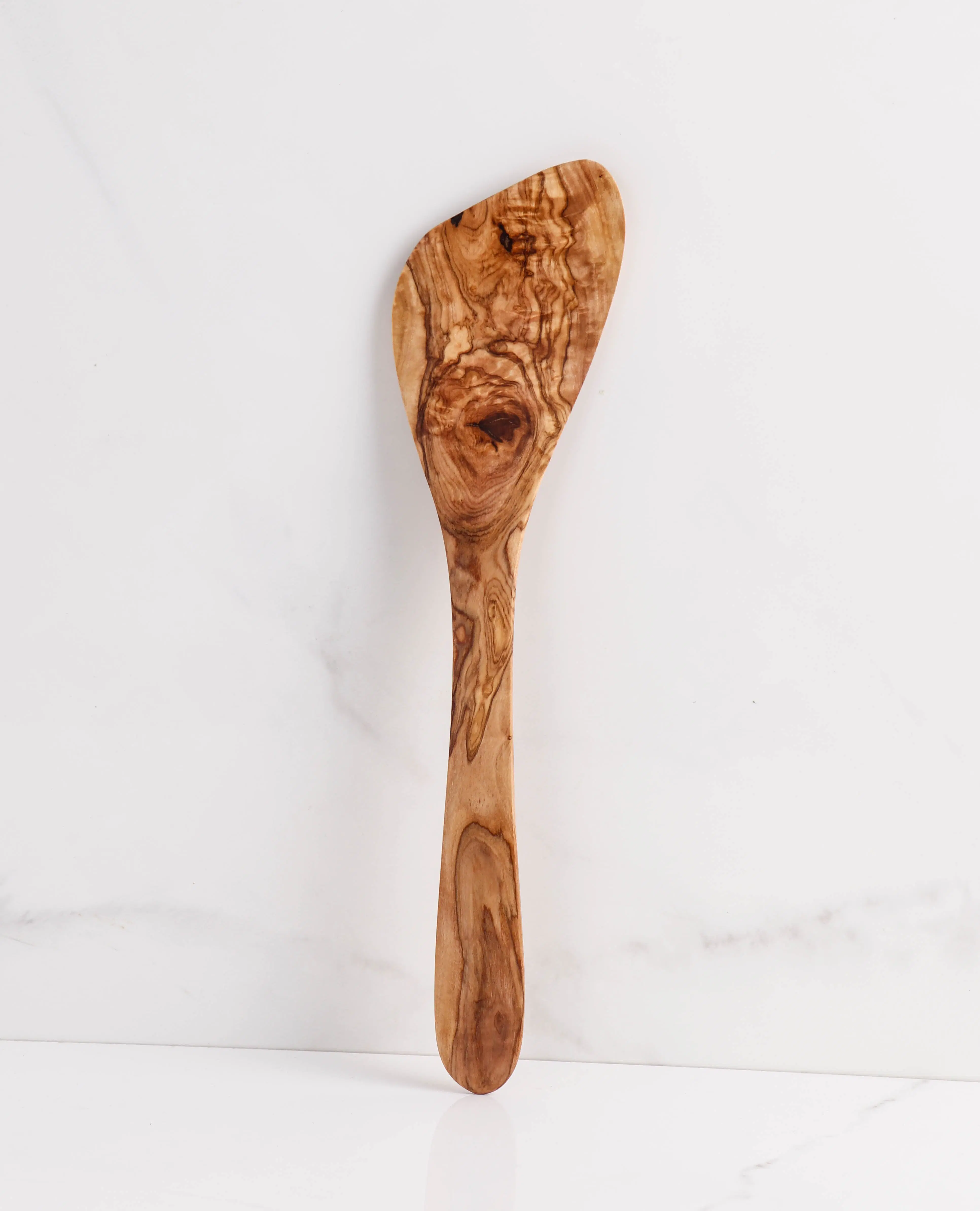 Olive Wood Curved Corner Spatula, Handmade Wooden Spatula