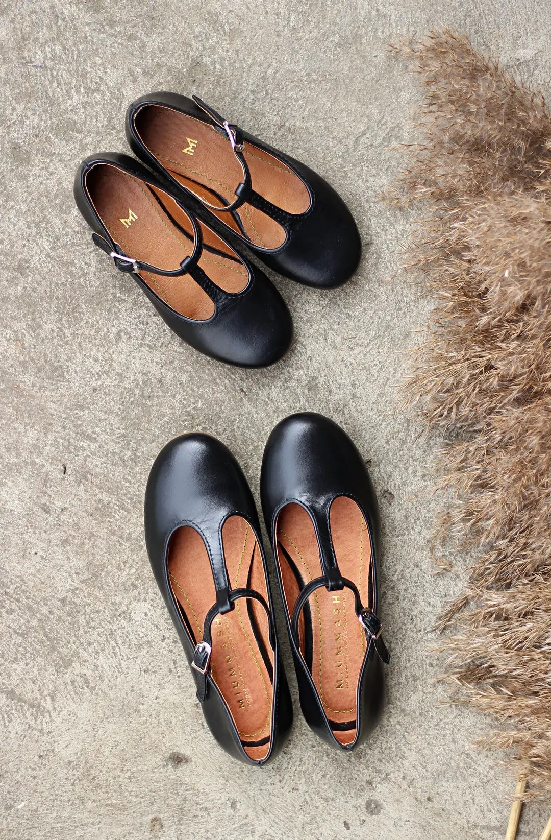 Handmade Leather Girls' ballet flats - Rosalia -Black (22-30)