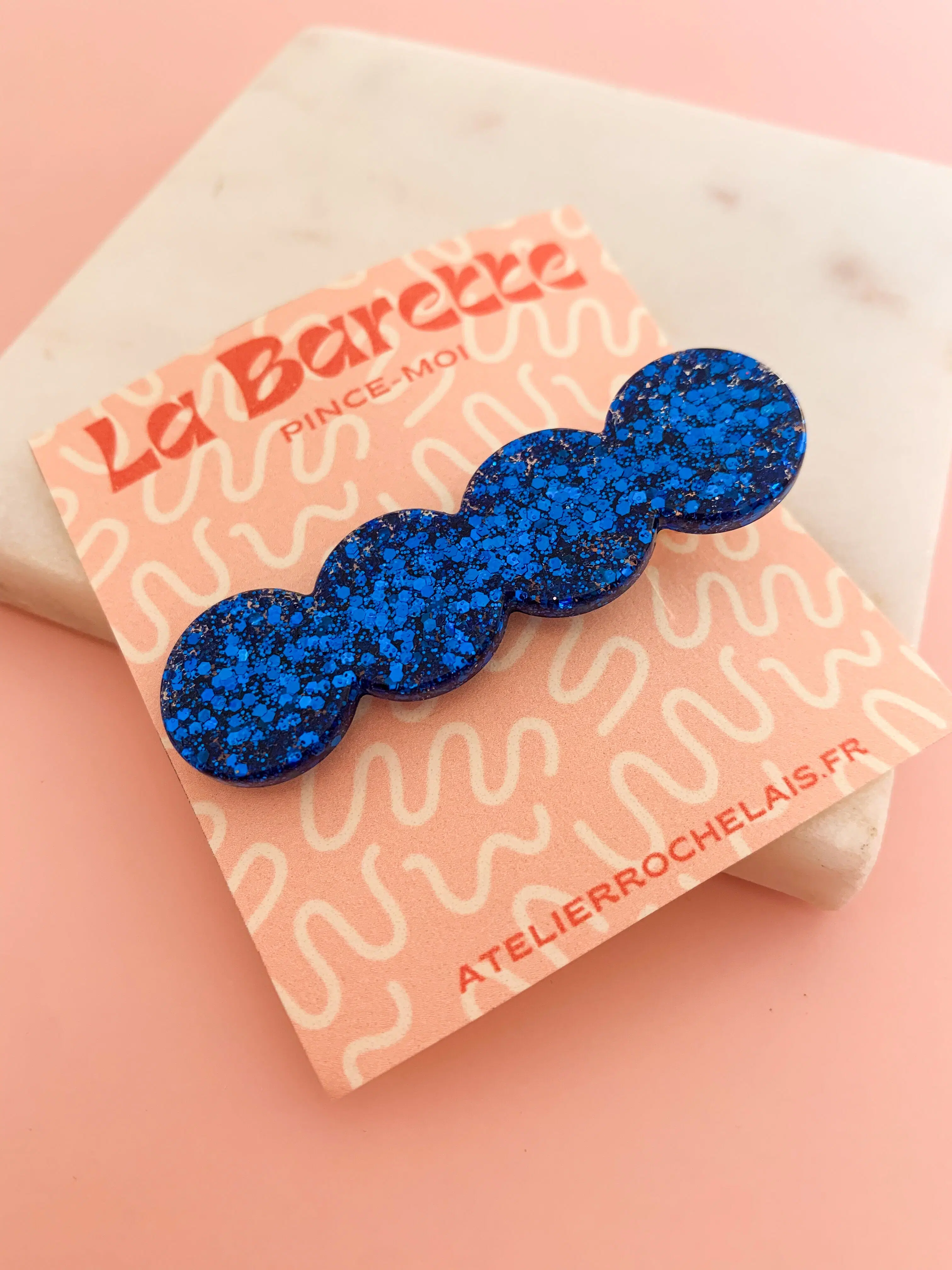 Electric blue glitter hair clips - Resin