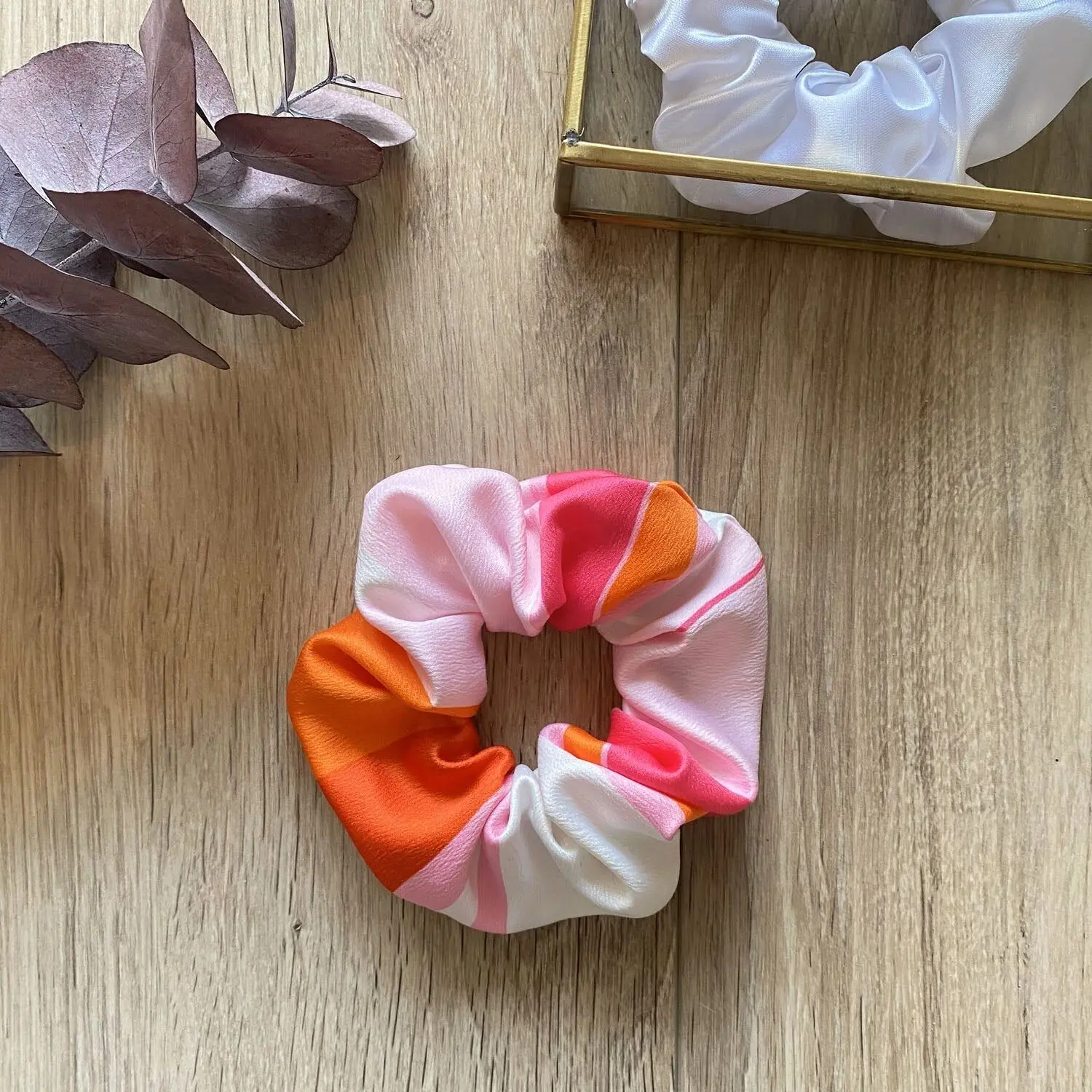 Clara multicoloured satin scrunchie