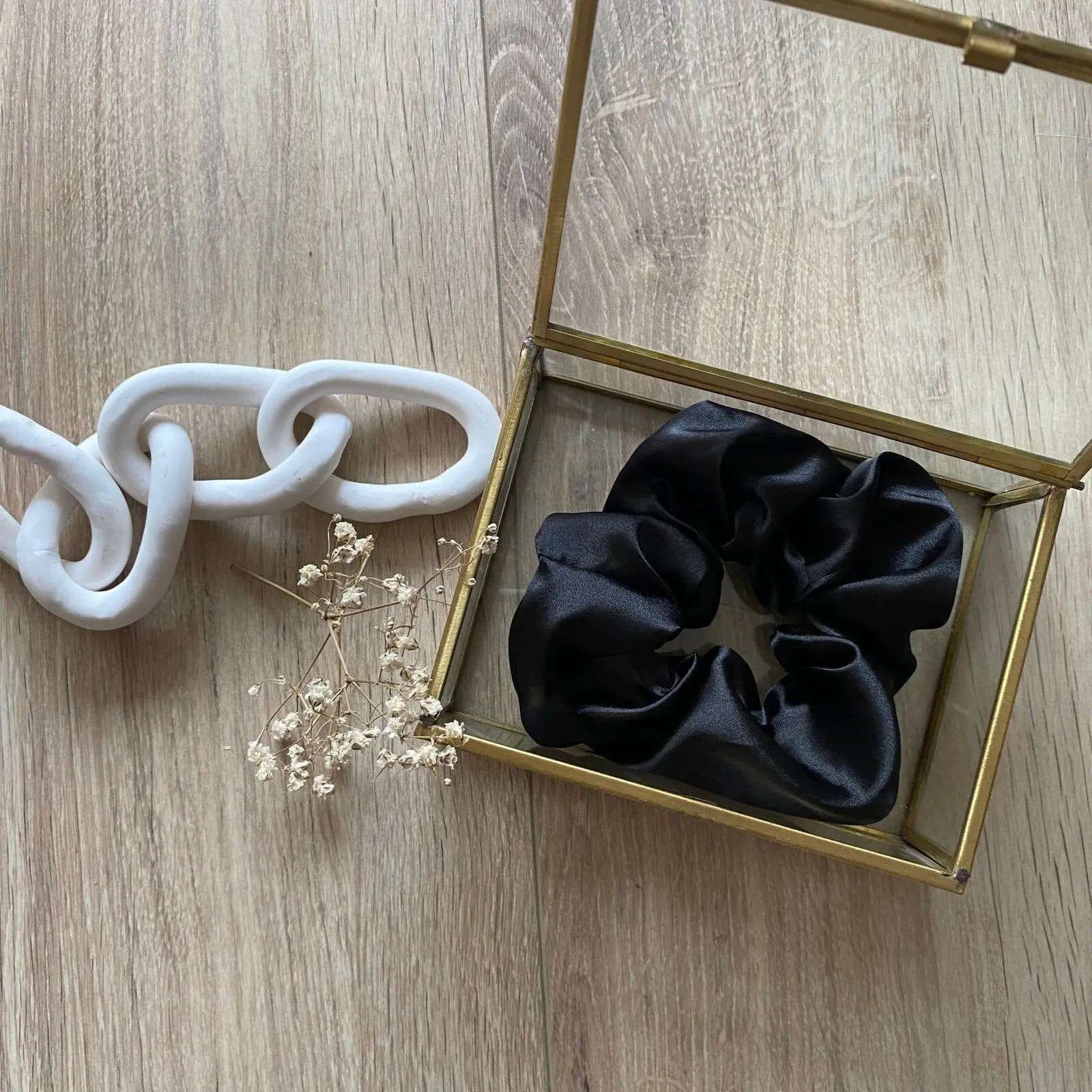 Marilyn black satin scrunchie