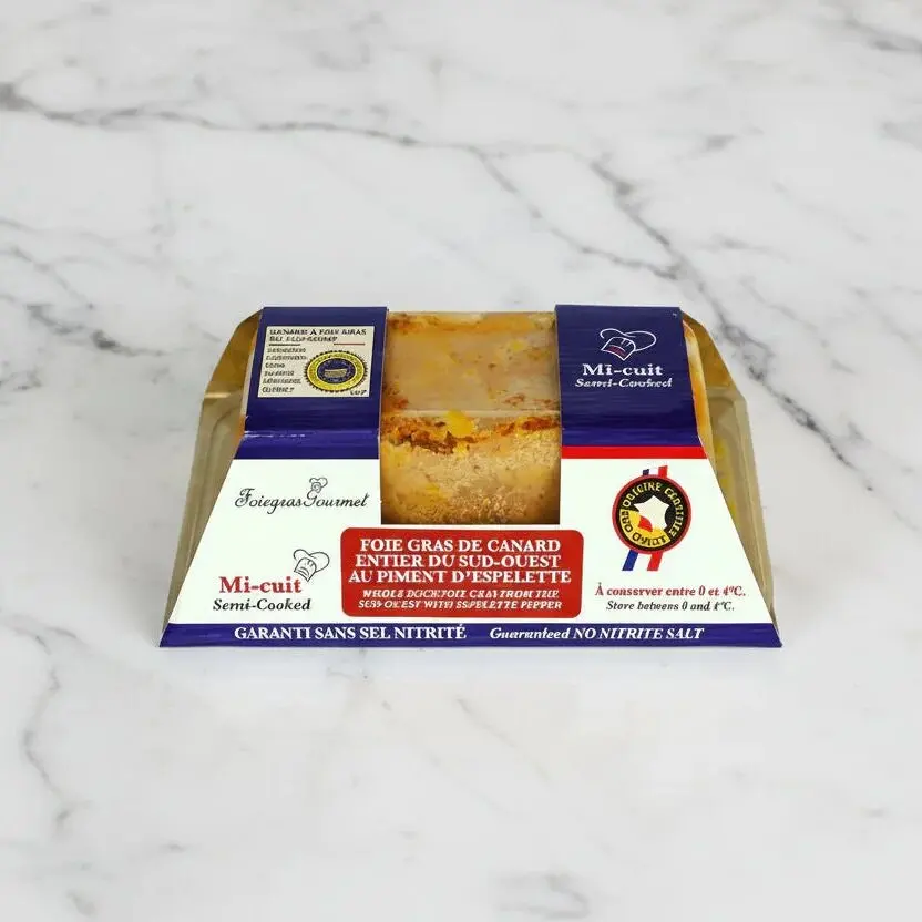Whole Duck Foie Gras from the Southwest, Semi-Cooked with Espelette Pepper, 250g