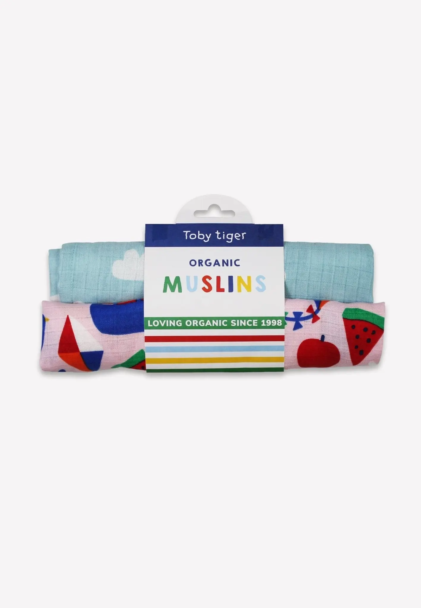 Organic cotton baby muslin cloths with picnic print, 2-pack