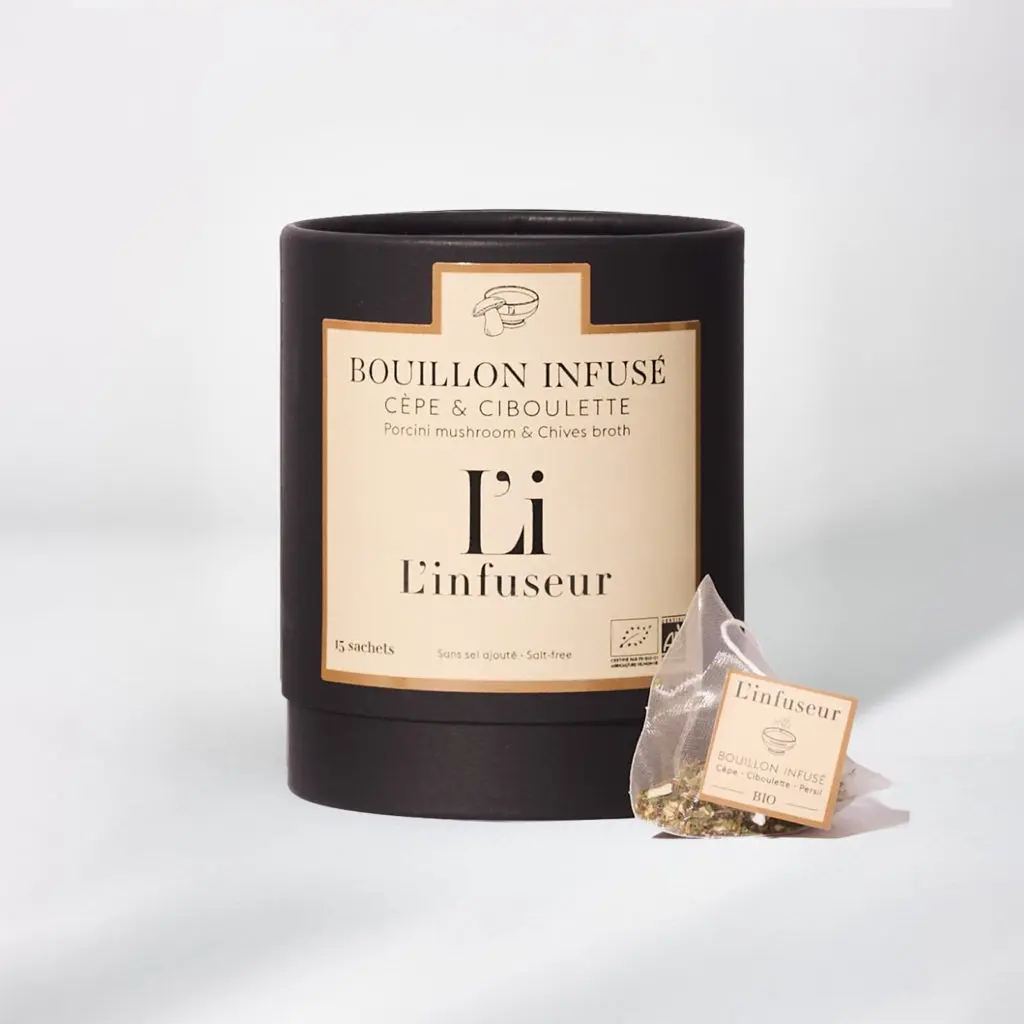 Organic porcini mushroom and chive infused broth - Holiday selection (Christmas)