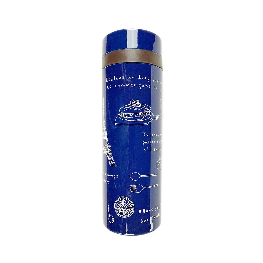 Bouteille d’eau réutilisable Balade à Paris Bleu (Navy) slim, gourde pour le pique-nique, en balade - Sans Bpa - Zéro Déchet - collection Balade à Paris / TAKENAKA