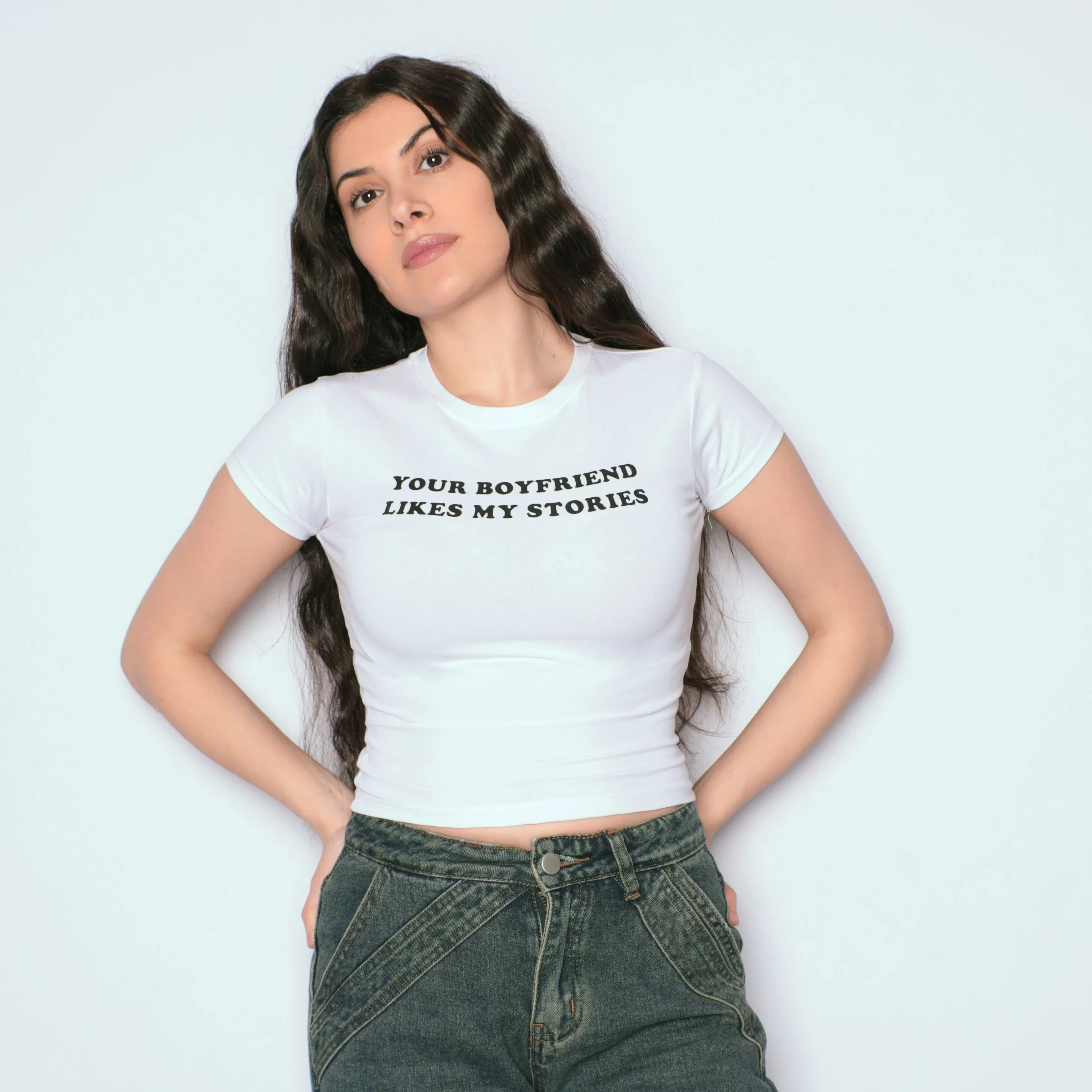Camiseta de los 90 - Algodón - A tu novio le gustan mis historias