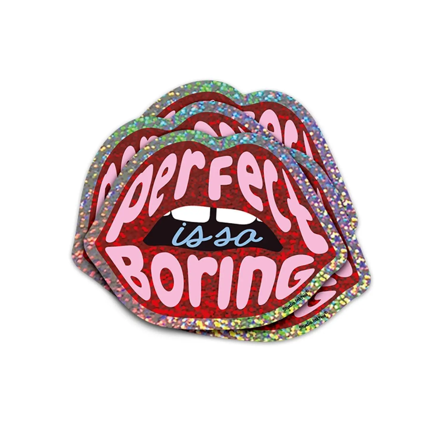 Glitter sticker Red lips Perfecti is so boring