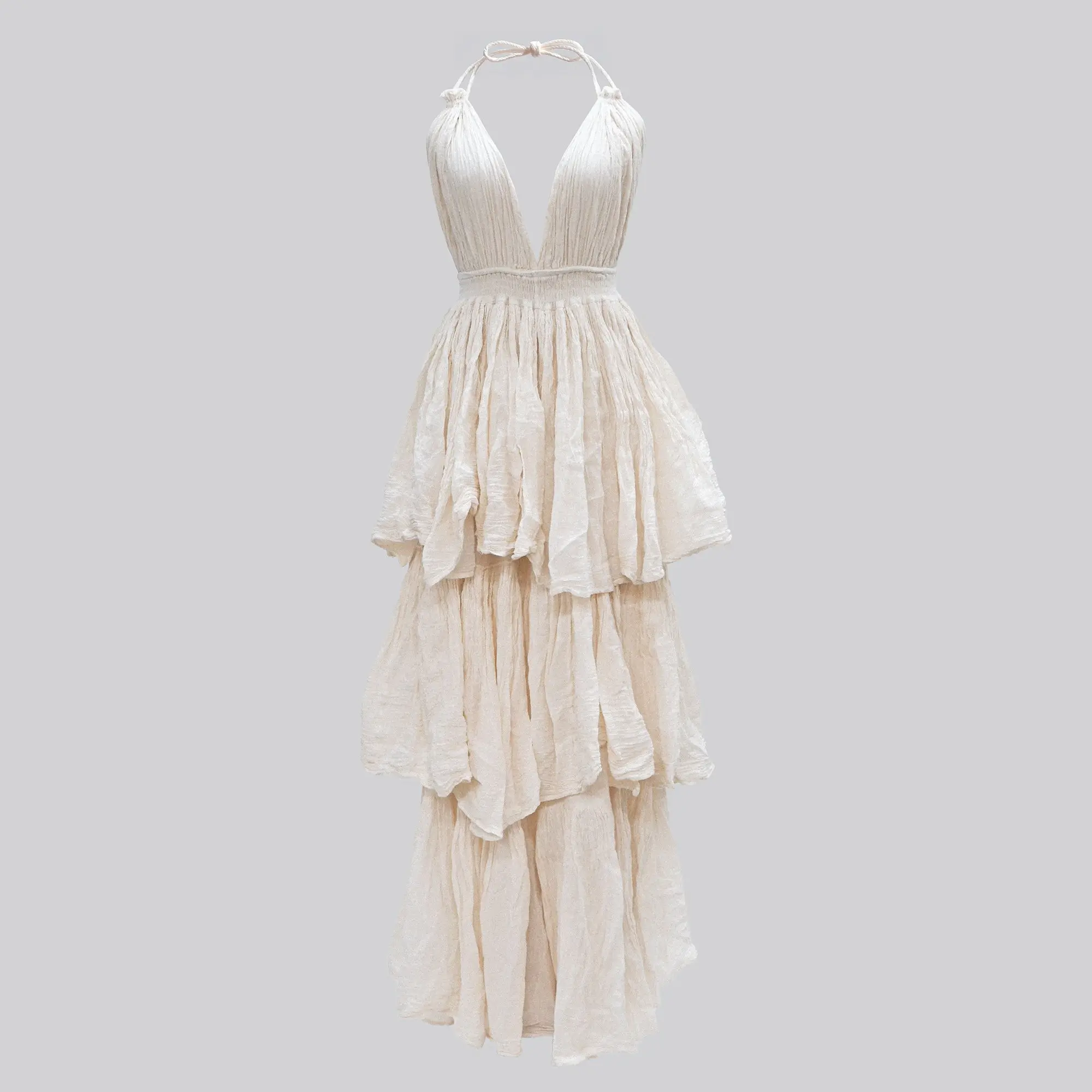 Flowing Halter Tiered Dress