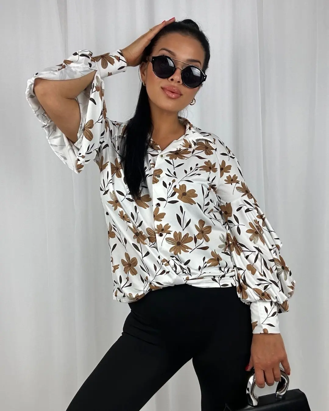 Floral Blouse with Puff Sleeves -LOUI.