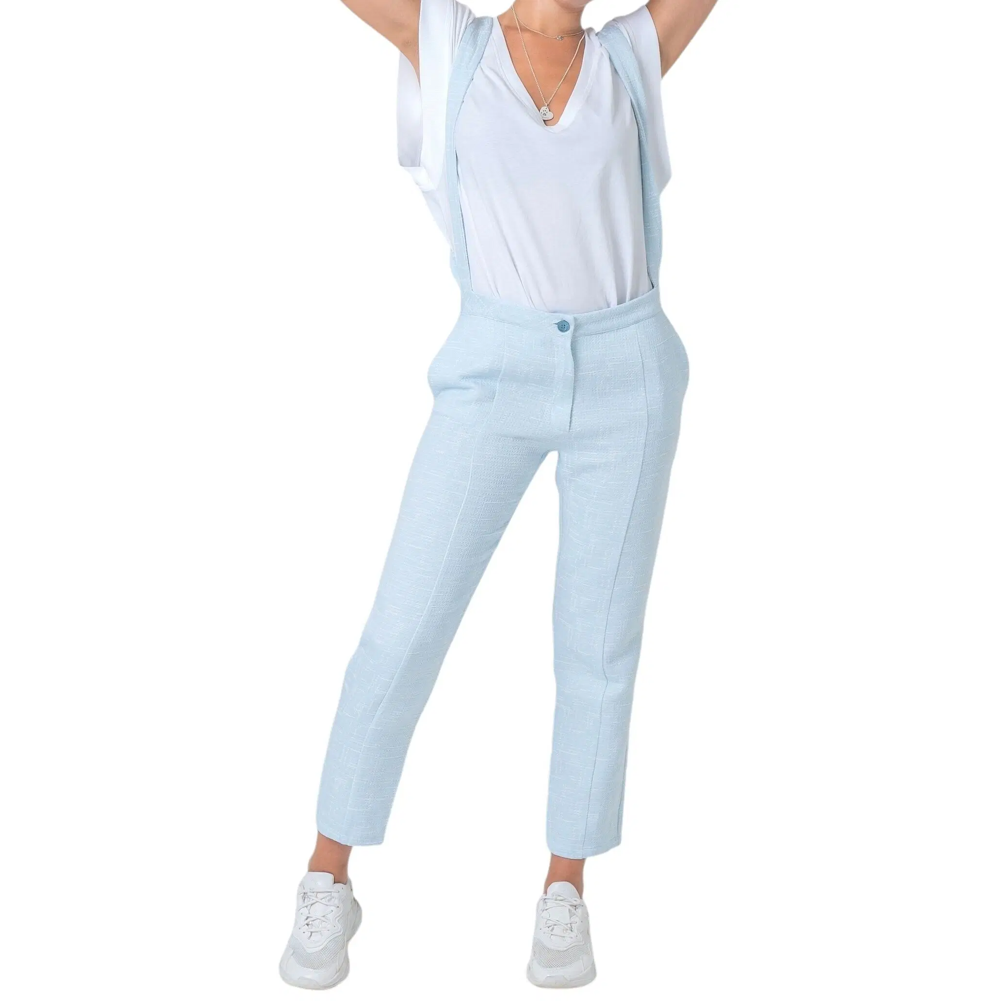 sky blue tweed trousers