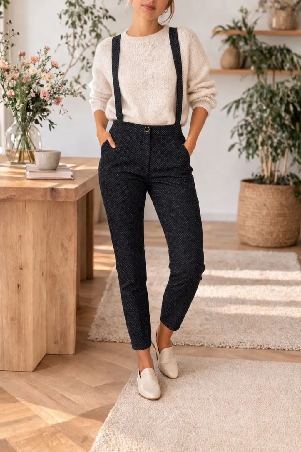 Black cotton poplin trousers