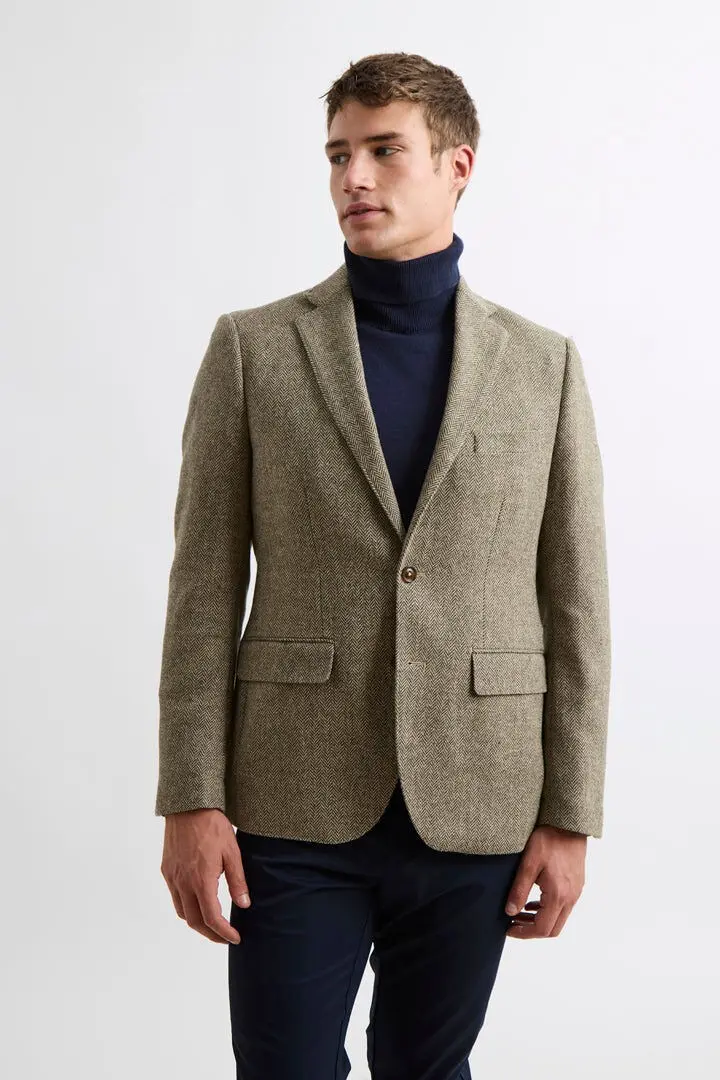 American Herringbone Beige Wool