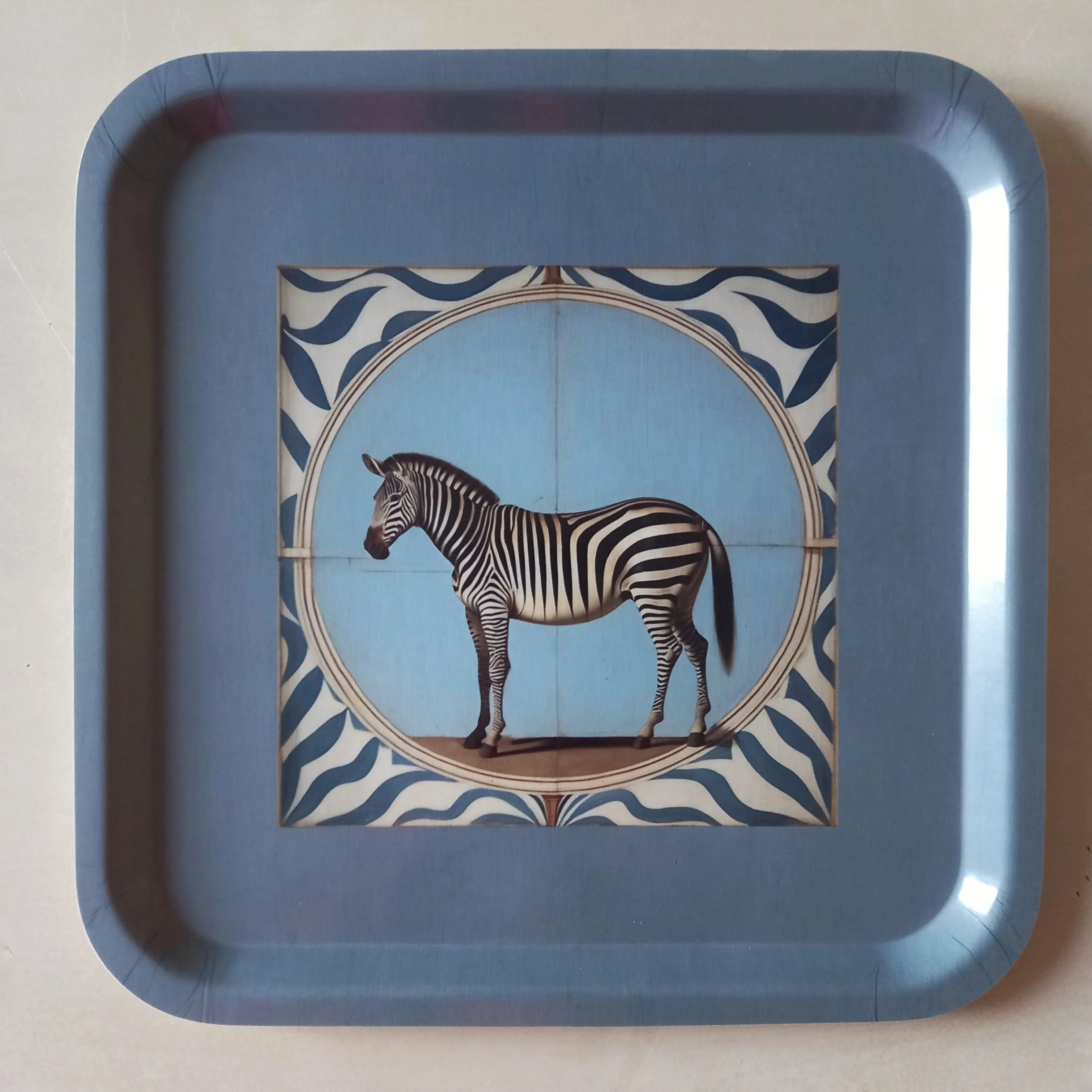Square tray the Zebra
