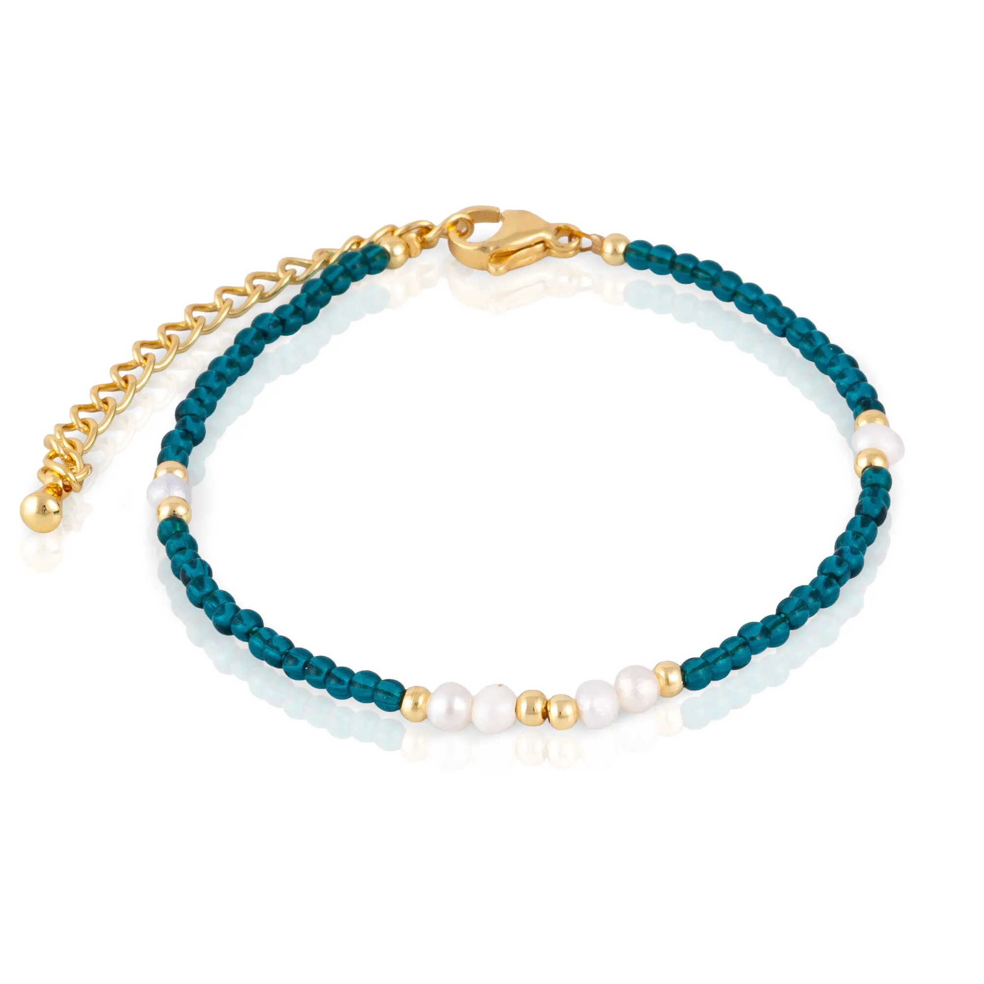 Bracelet en phosphate bleu et perles naturelles avec fermoir mousqueton. Couleur : Multicolore