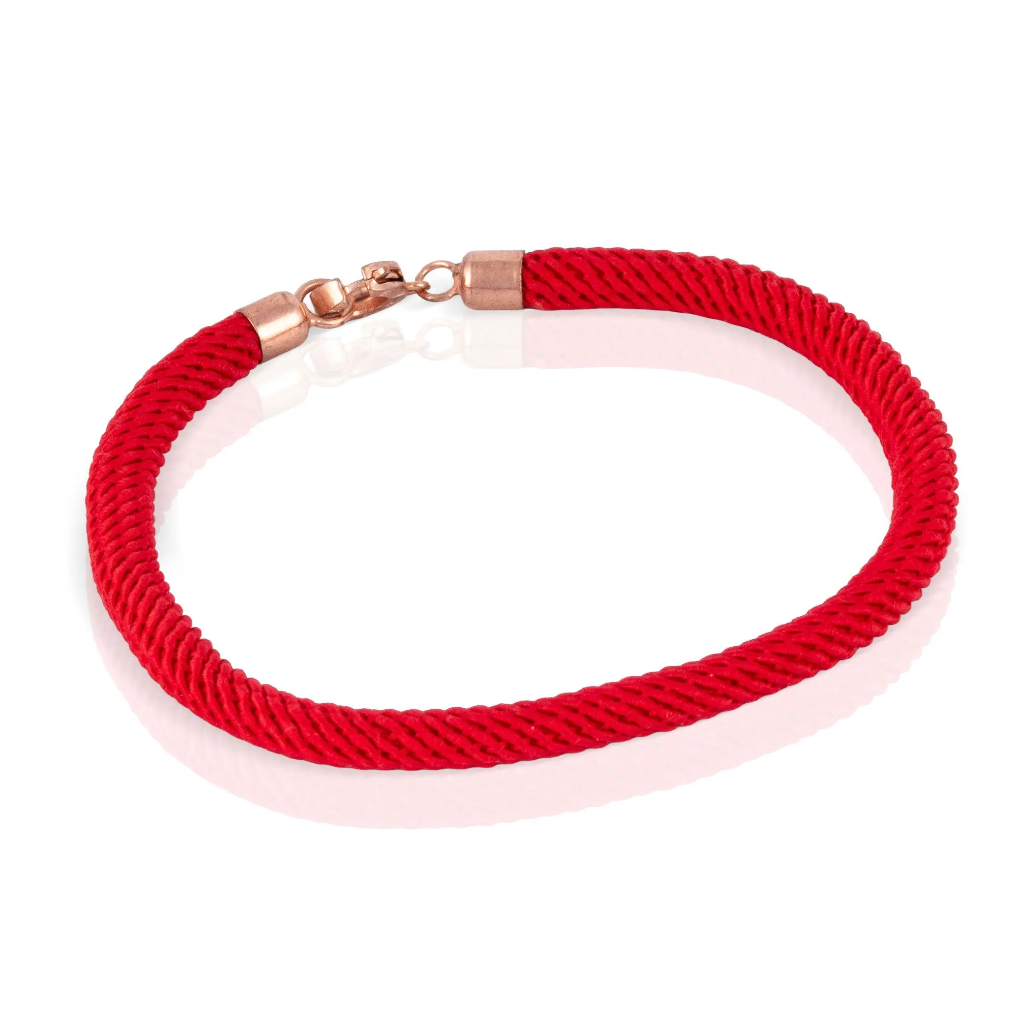 Bracelet en fil tressé rouge avec détails et fermoir à ressort en argent sterling 925.Couleur : Rouge