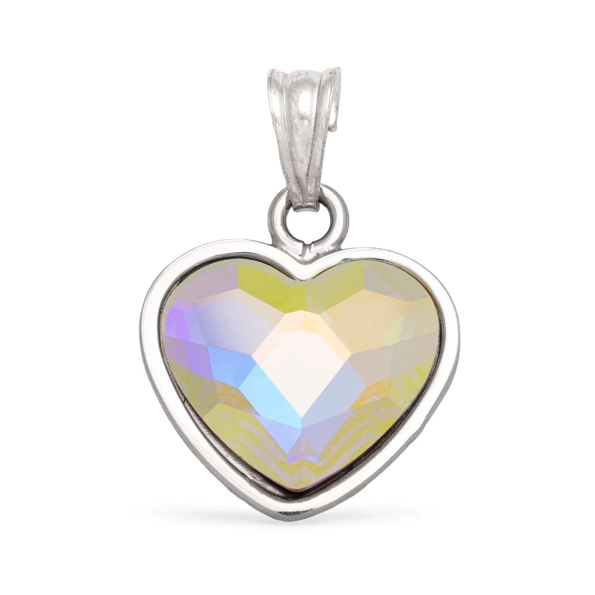 Pendentif en argent sterling 925. Cœur orné d'une magnifique pierre naturelle polygonale.
