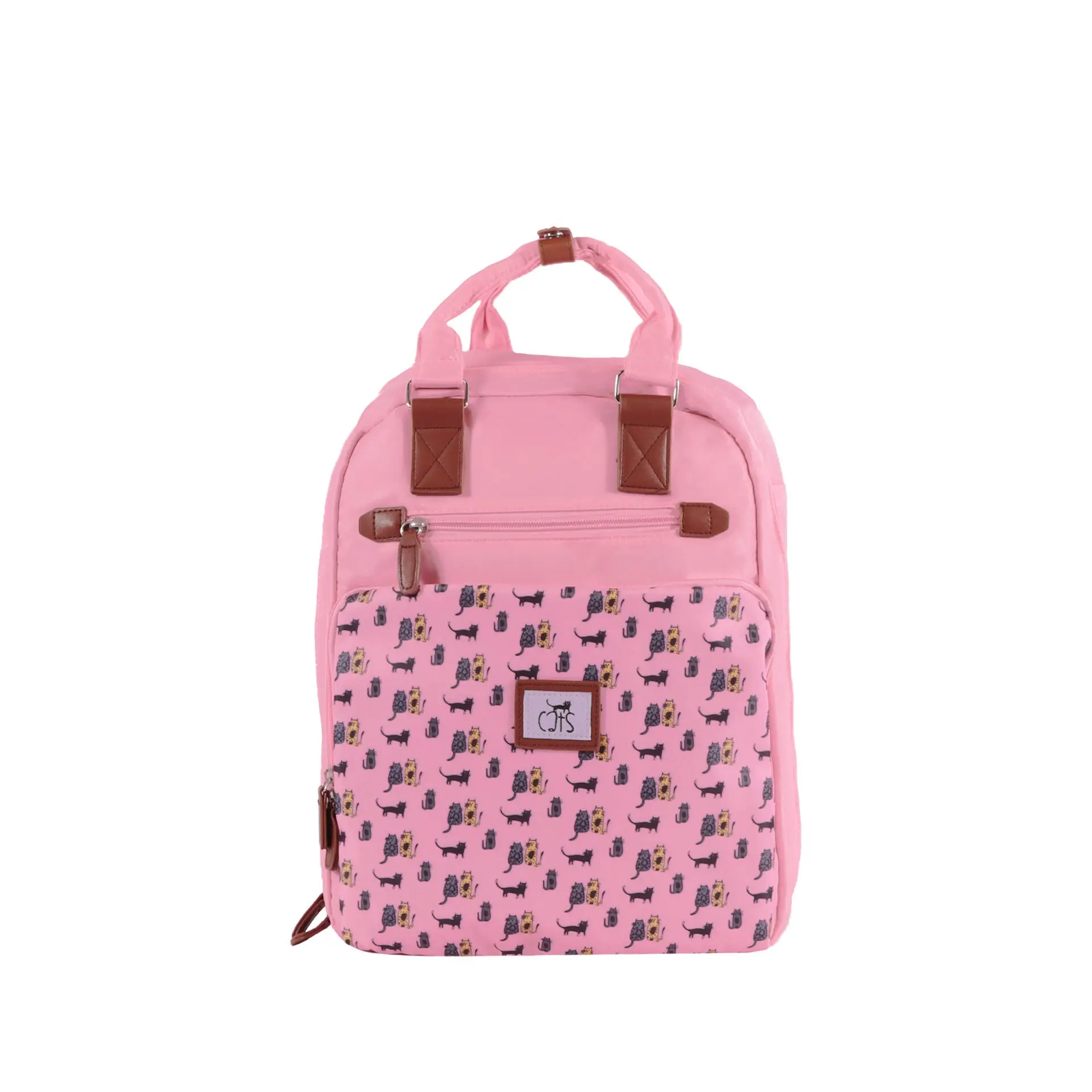 Biggdesign Cats Laptop Backpack, Water-Resistant, 15 inch Laptop Compatible School Bag, Pink