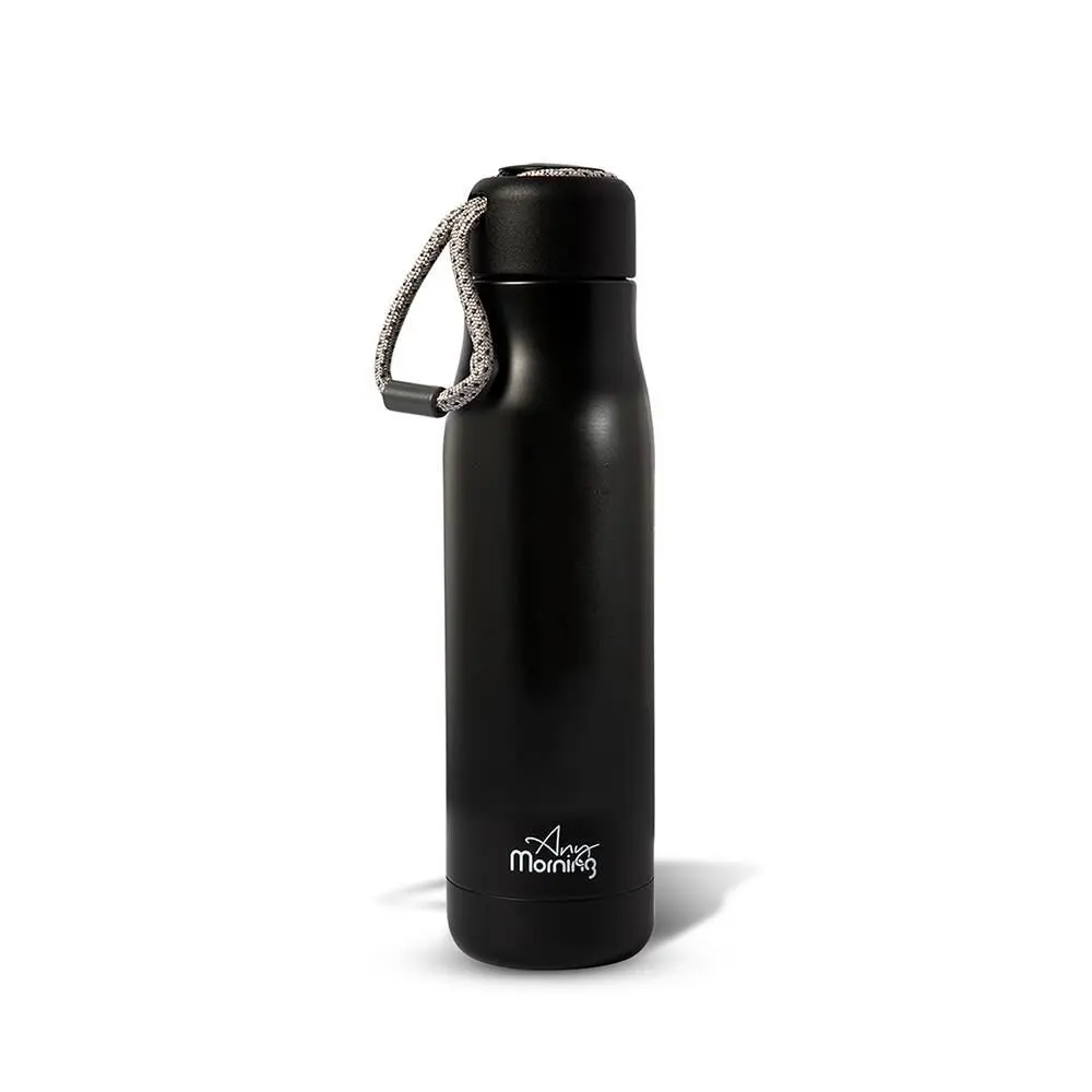 Any Morning Black Thermos 600 Ml, Stainless Steel, Leak-Proof Lid, 8 Hours Hot