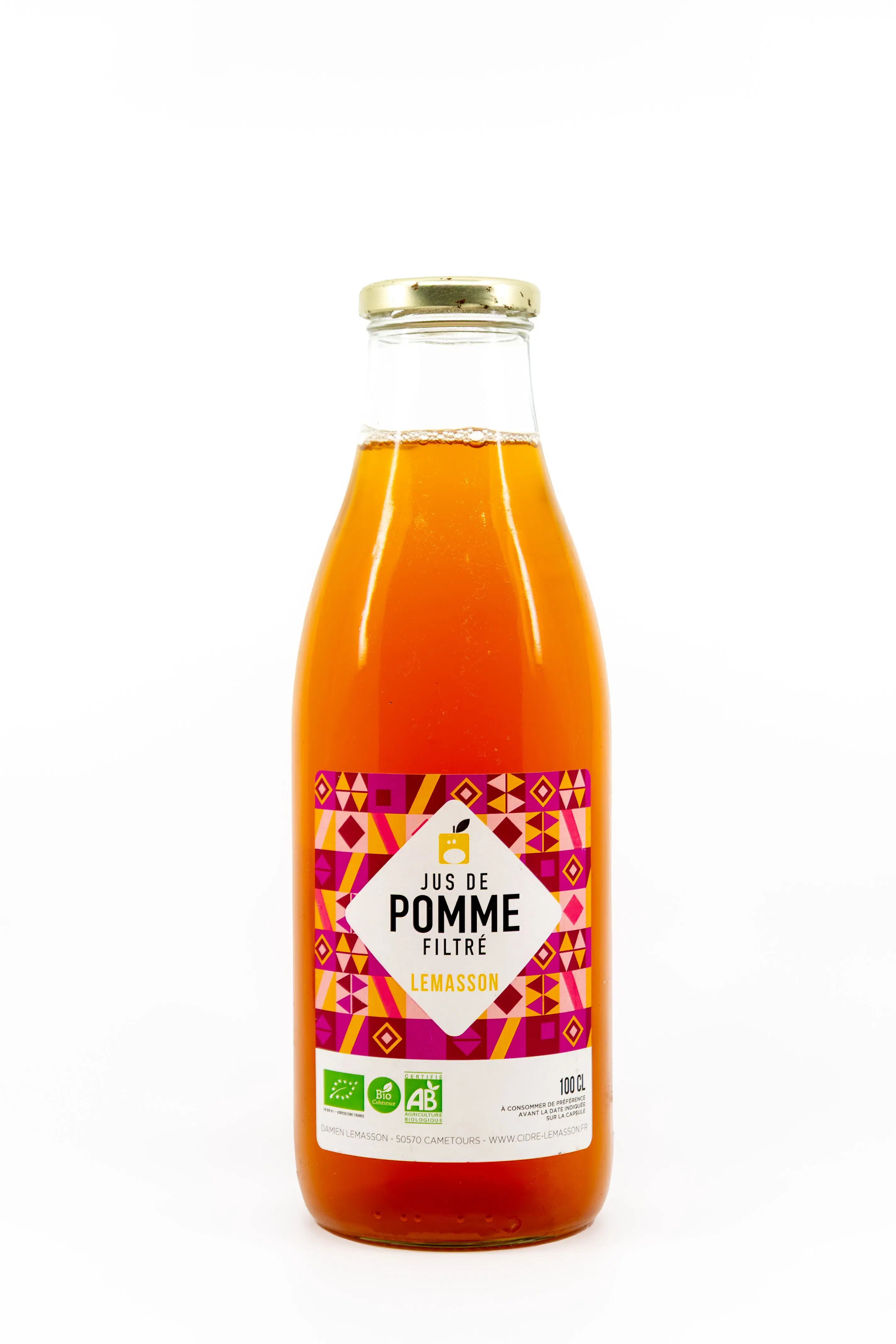 Jus de pomme bio filtré, 100 cl