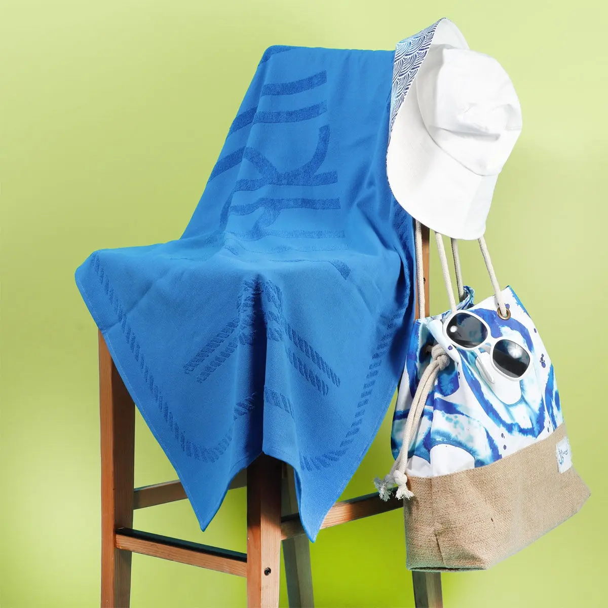 Anemoss Anchor Blue Beach Towel, 140x70 cm