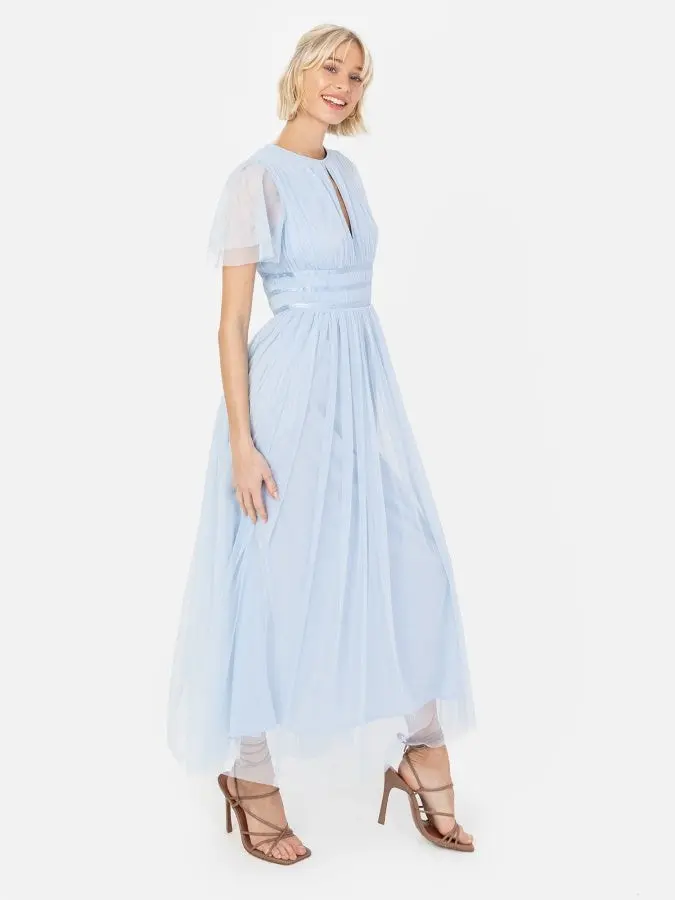 Anaya With Love Recycled Hellblaues Midaxi-Kleid mit Schlüssellochausschnitt