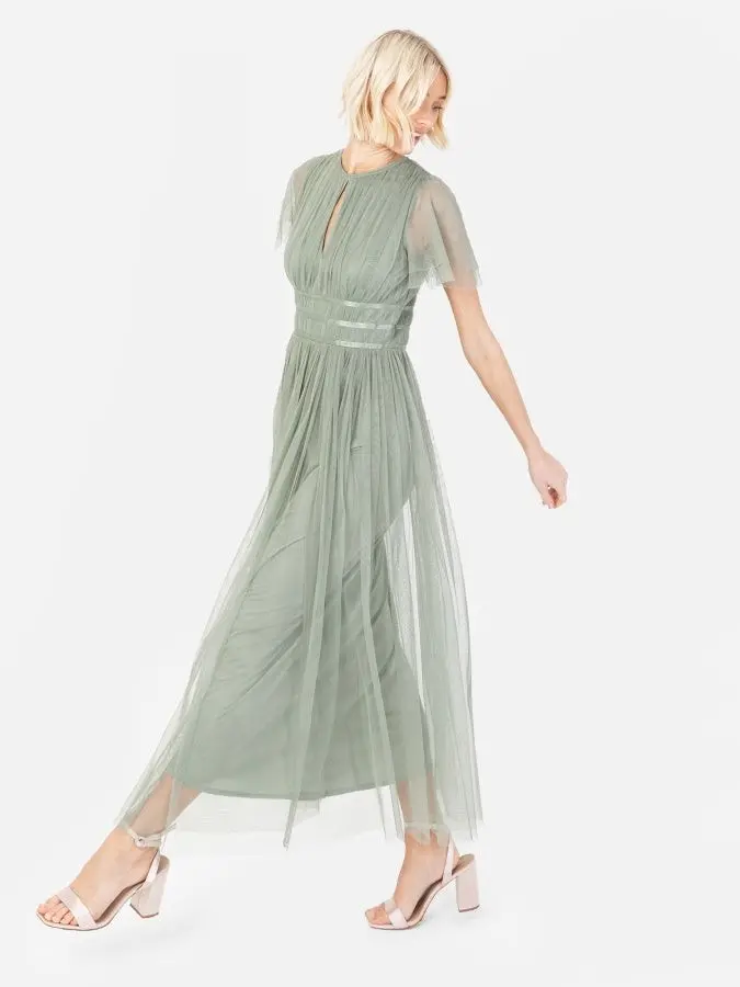 Anaya With Love Recycled Frosty Green Midaxi-Kleid mit Schlüssellochausschnitt