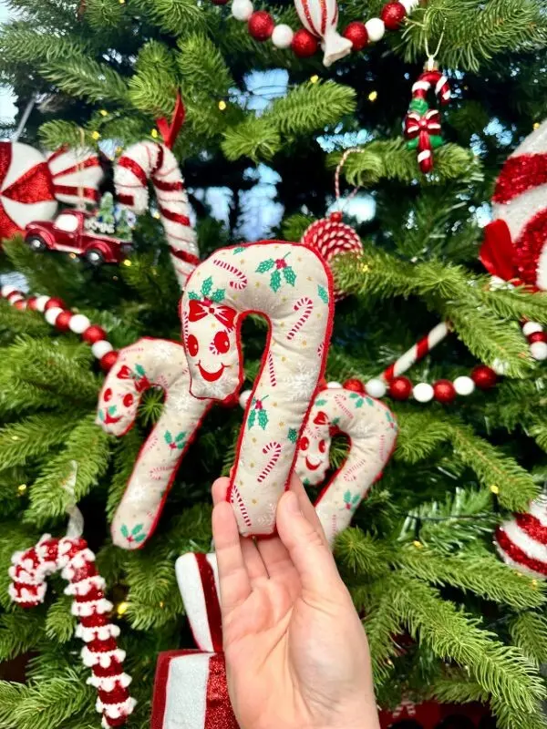 Candy cane with catnip or valerian / Christmas toy