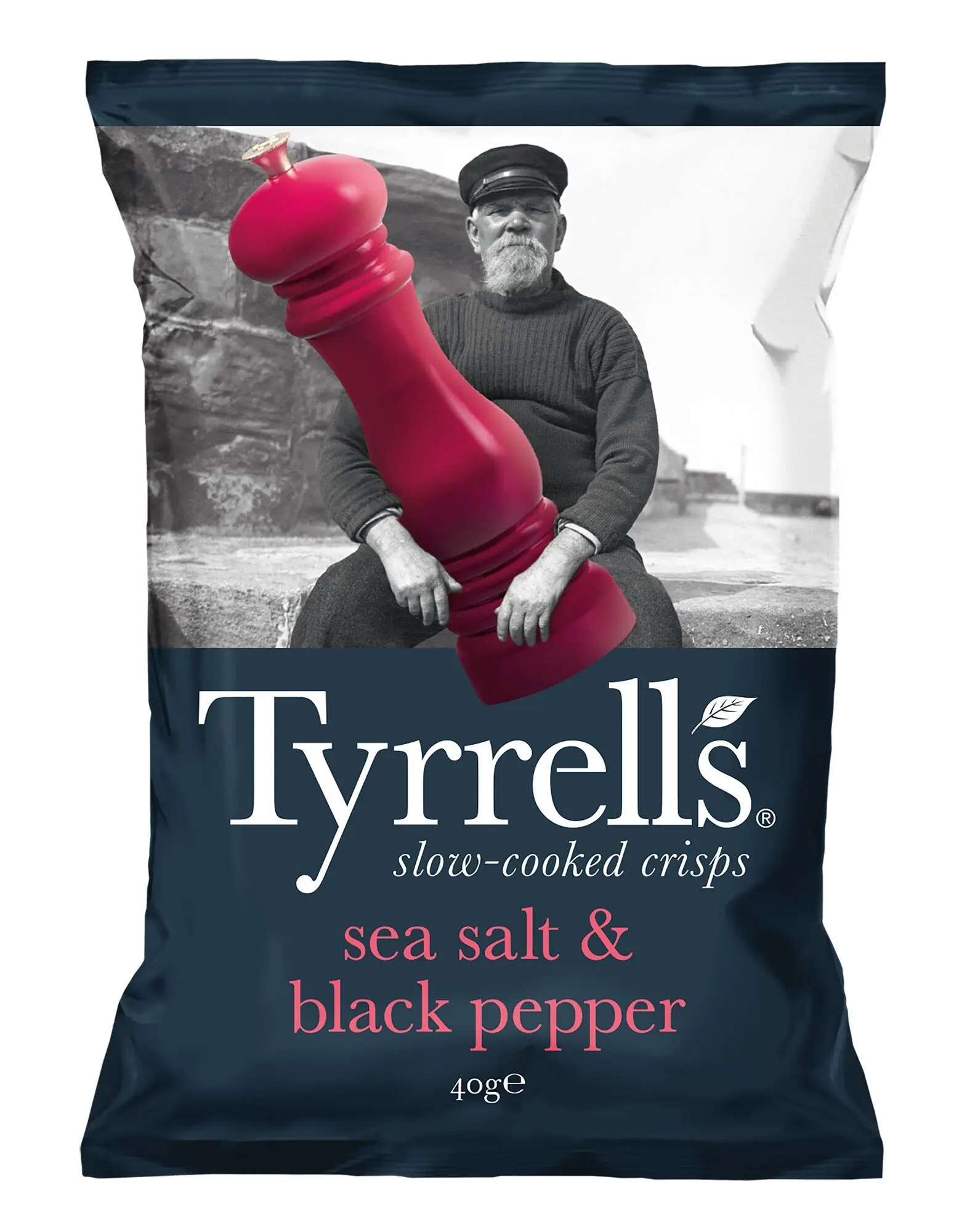 Chips Sel de mer et Poivre noir, 40g, Tyrrells